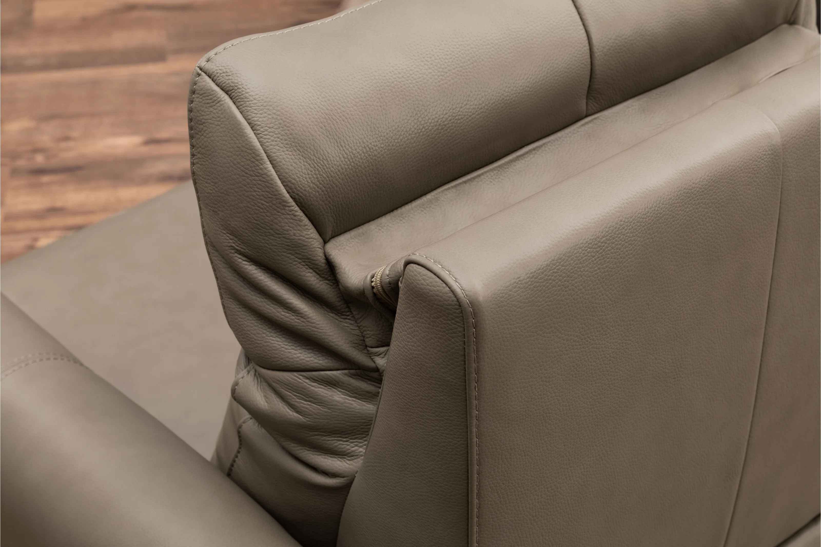 Oswald Beige Top Grain Leather Power Reclining Sofa thumbnail 6