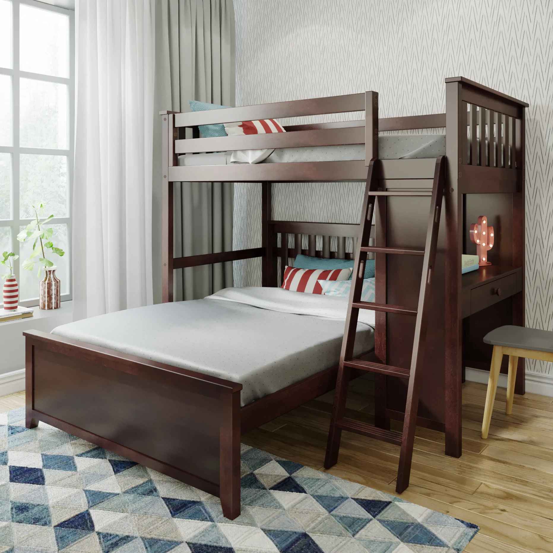 Aderito Twin Over Full Solid Wood L Shaped Bunk Bed-Twin thumbnail 2