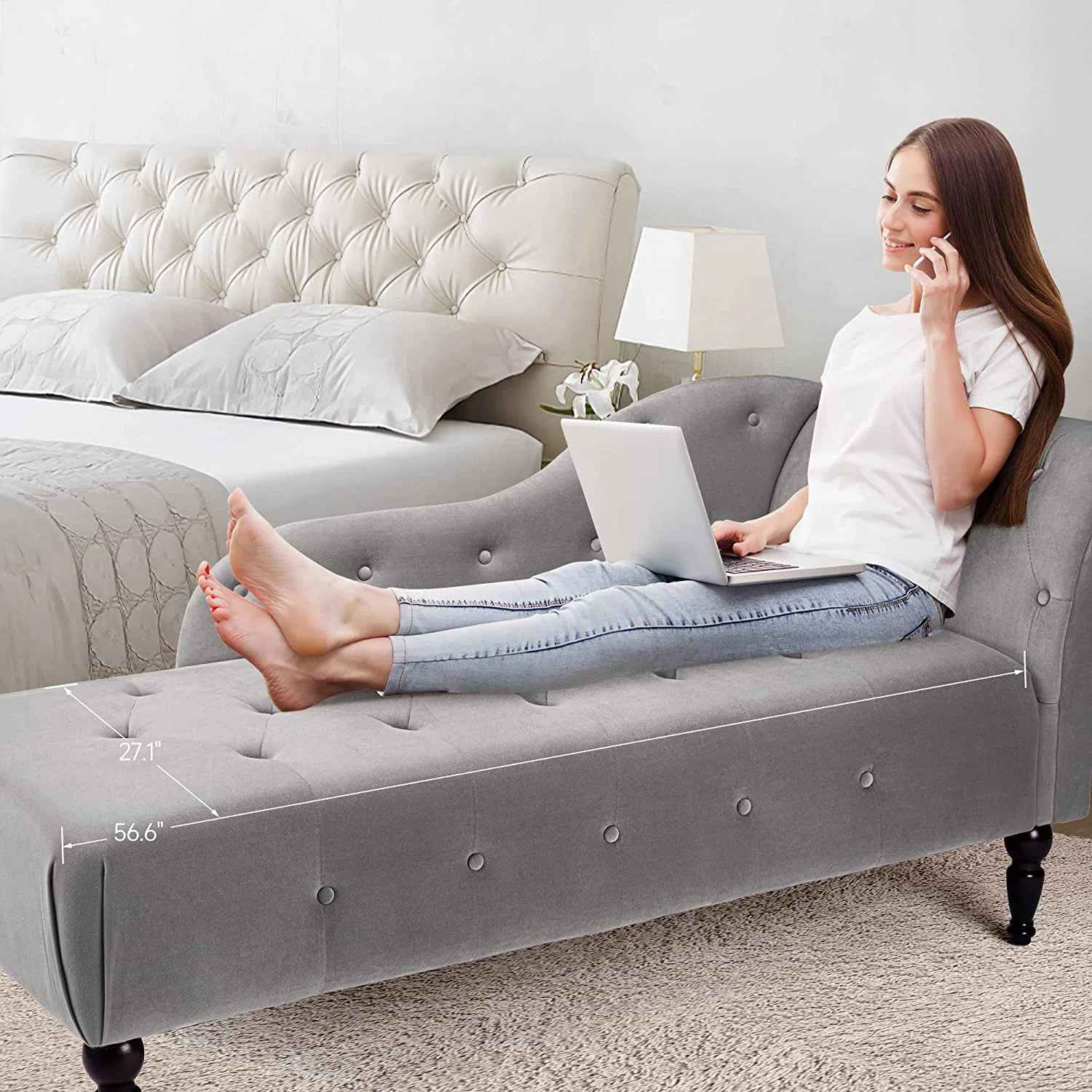 Upholstered Chaise Lounge thumbnail 3