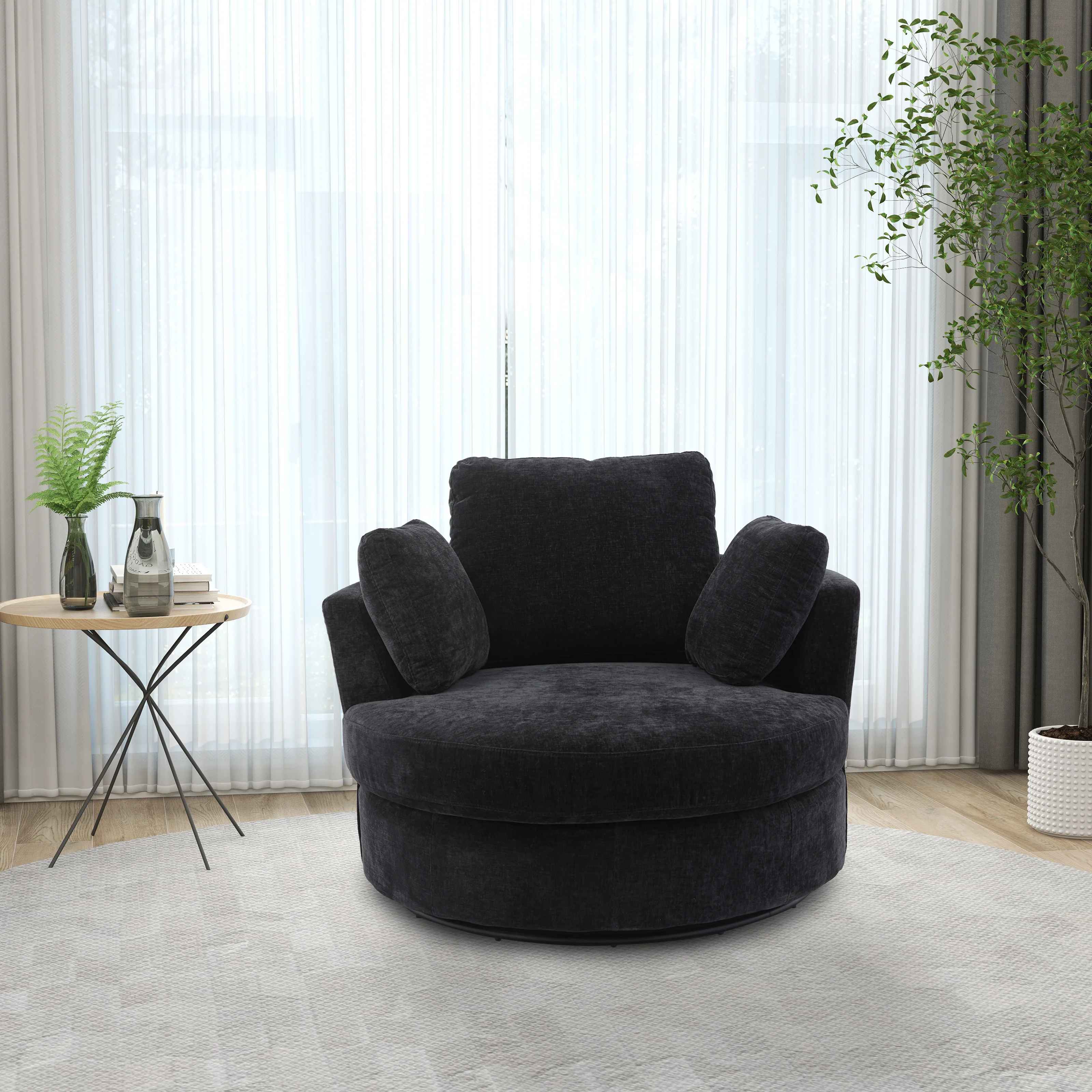 Dahlonega Upholstered Swivel Barrel Chair thumbnail 3