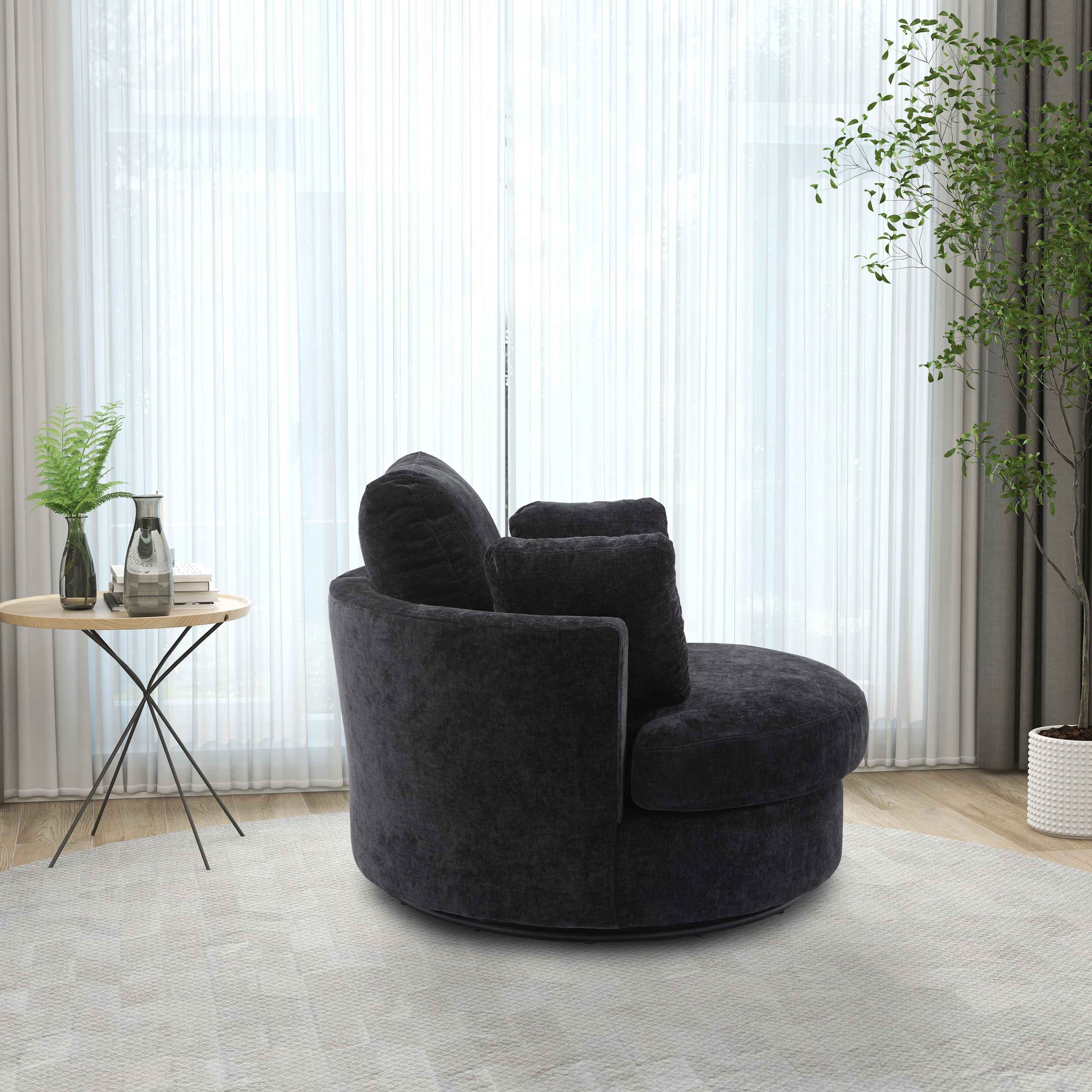 Dahlonega Upholstered Swivel Barrel Chair thumbnail 4