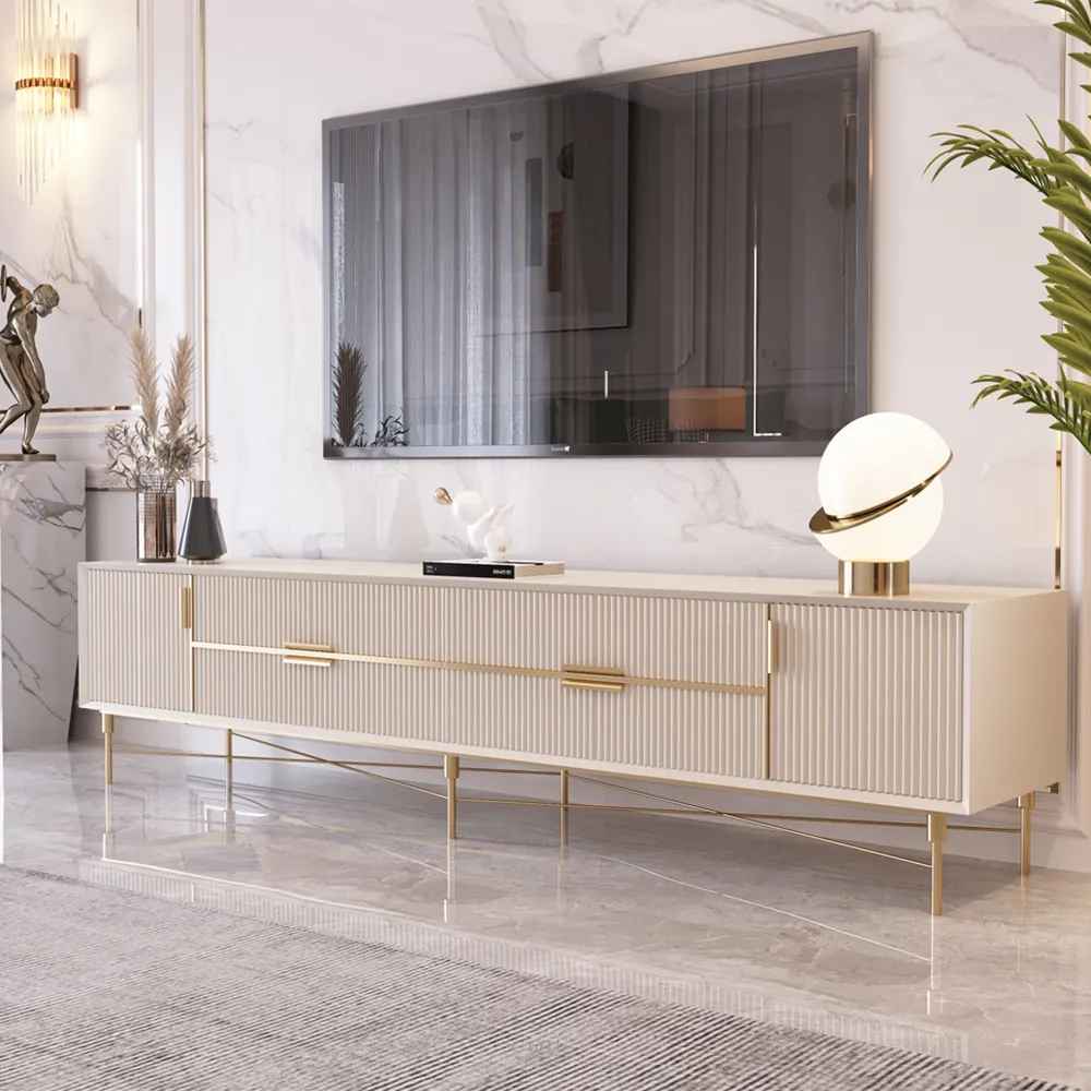 Goldard Modern Off White TV Stand thumbnail 2