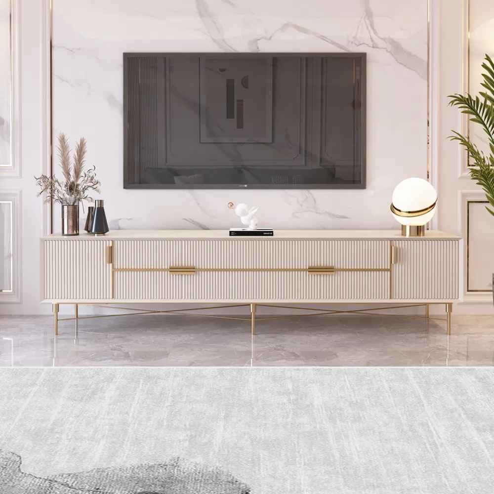 Goldard Modern Off White TV Stand thumbnail 3