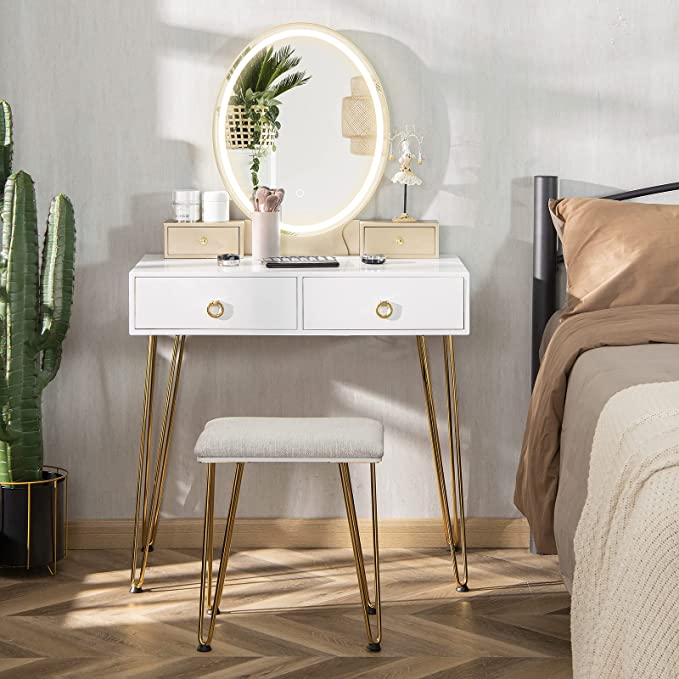 CHARMAID Vanity Set with Lighted Mirror thumbnail 2
