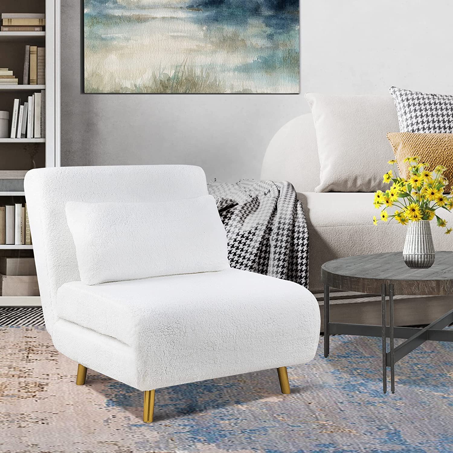GIA Tri-Fold Convertible Polyester Sofa Bed Chair thumbnail 2