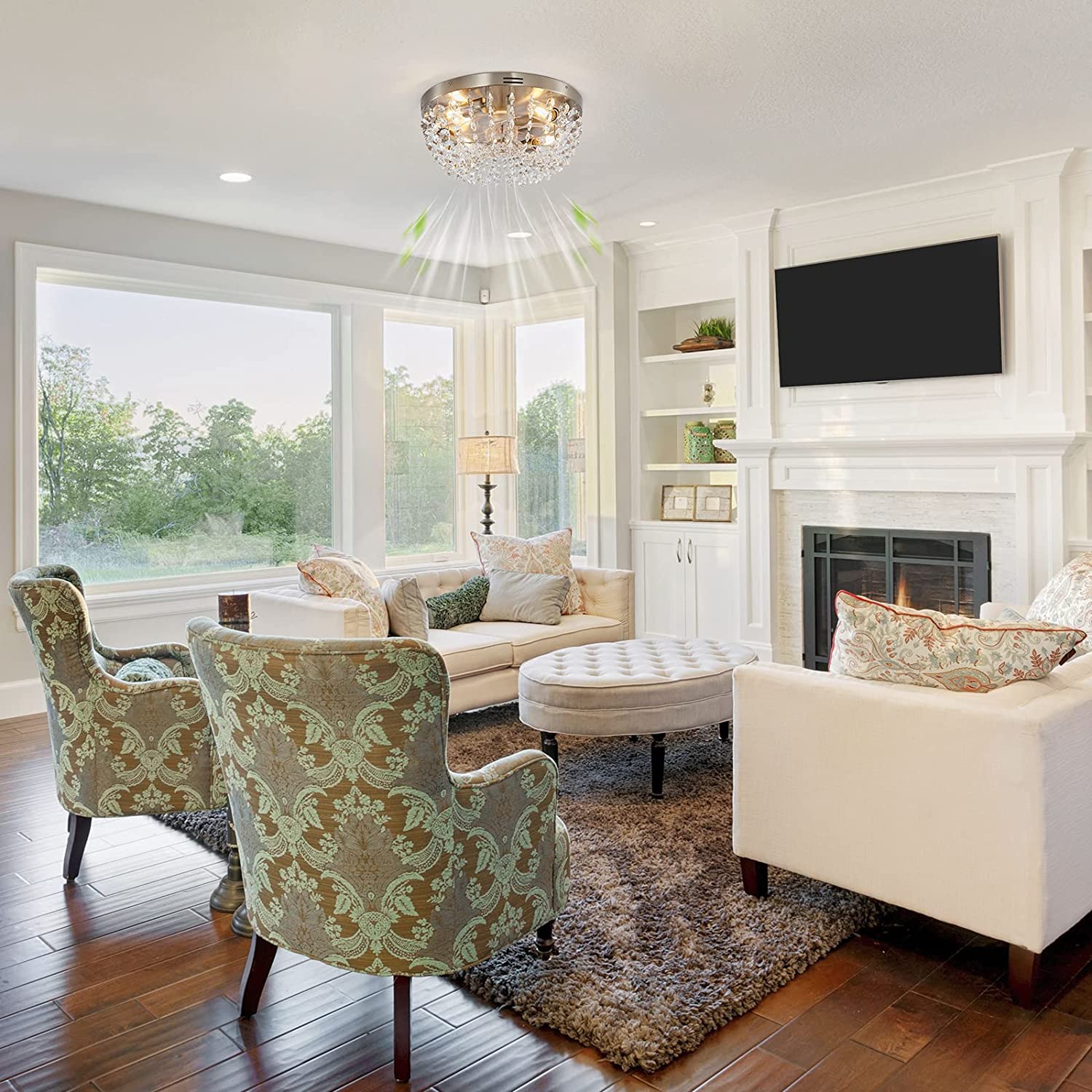 Ceiling Fan with Light Flush Mount Modern thumbnail 2