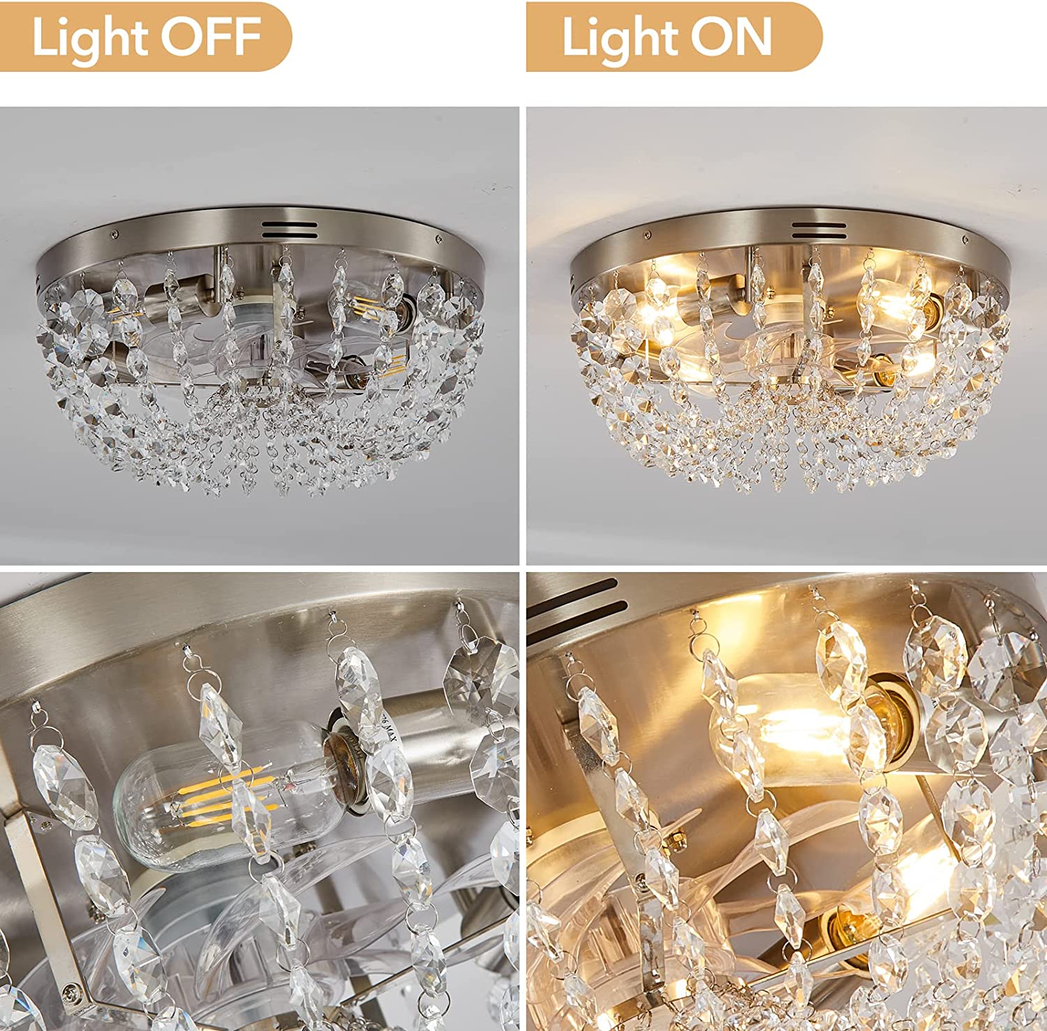 Ceiling Fan with Light Flush Mount Modern thumbnail 3