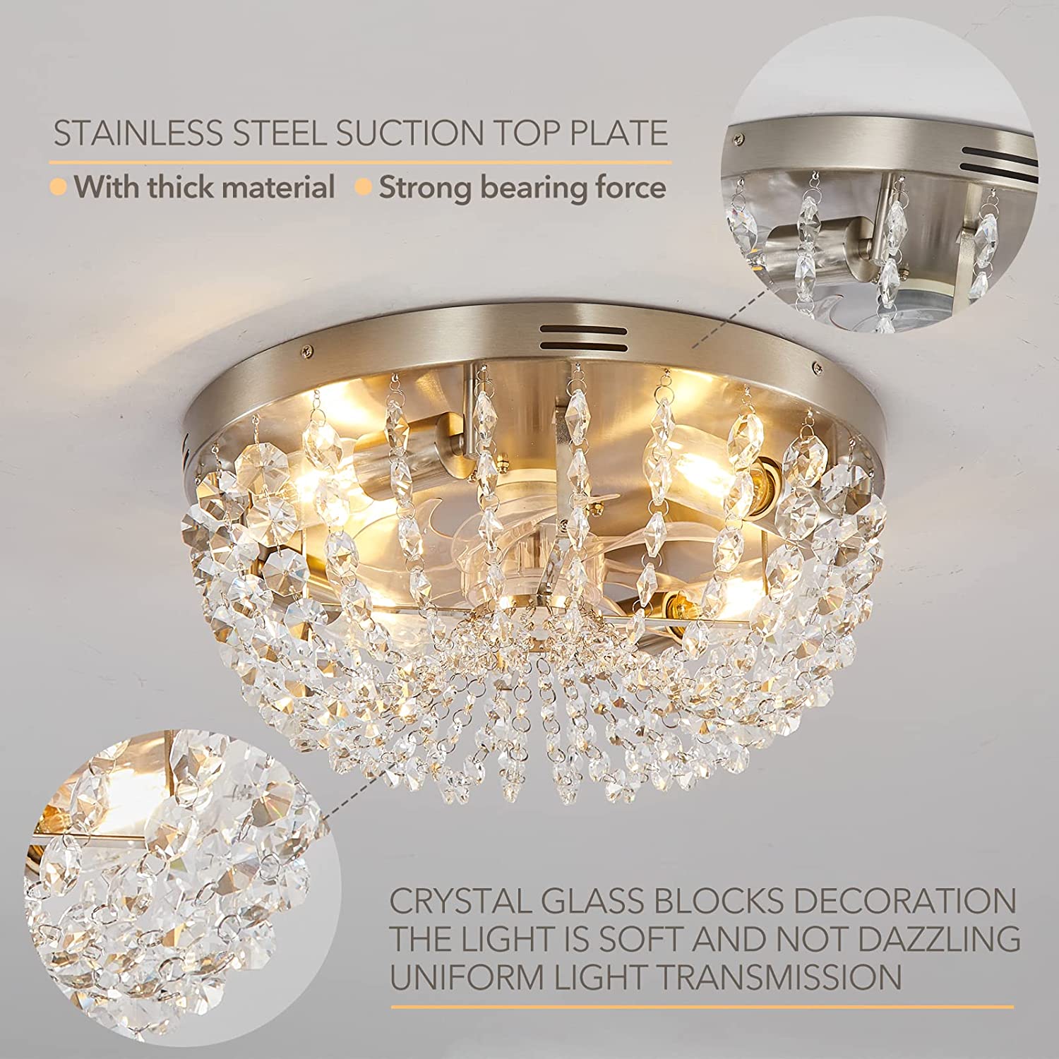 Ceiling Fan with Light Flush Mount Modern thumbnail 4