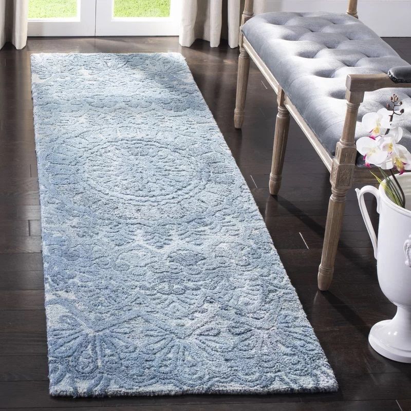 Husted Oriental Hand Tufted Blue Area Rug thumbnail 2