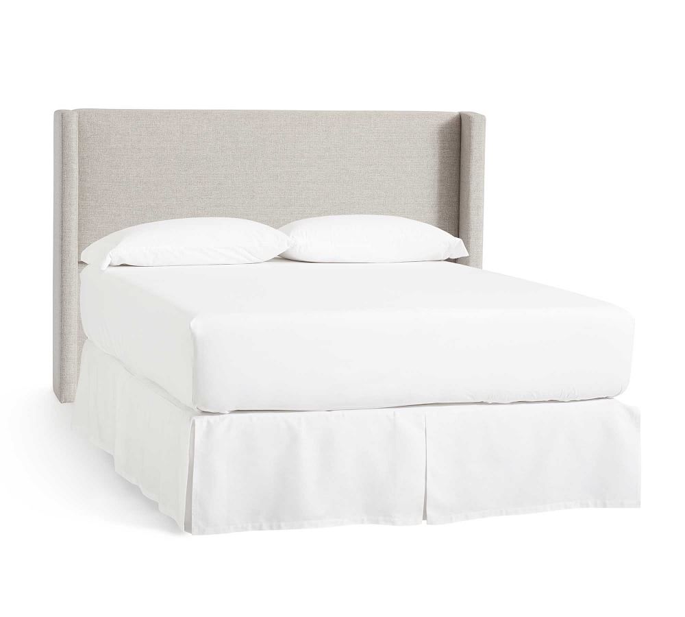 Elliot Shelter Upholstered Headboard, Queen, Performance Heathered Basketweave Pebble thumbnail 2