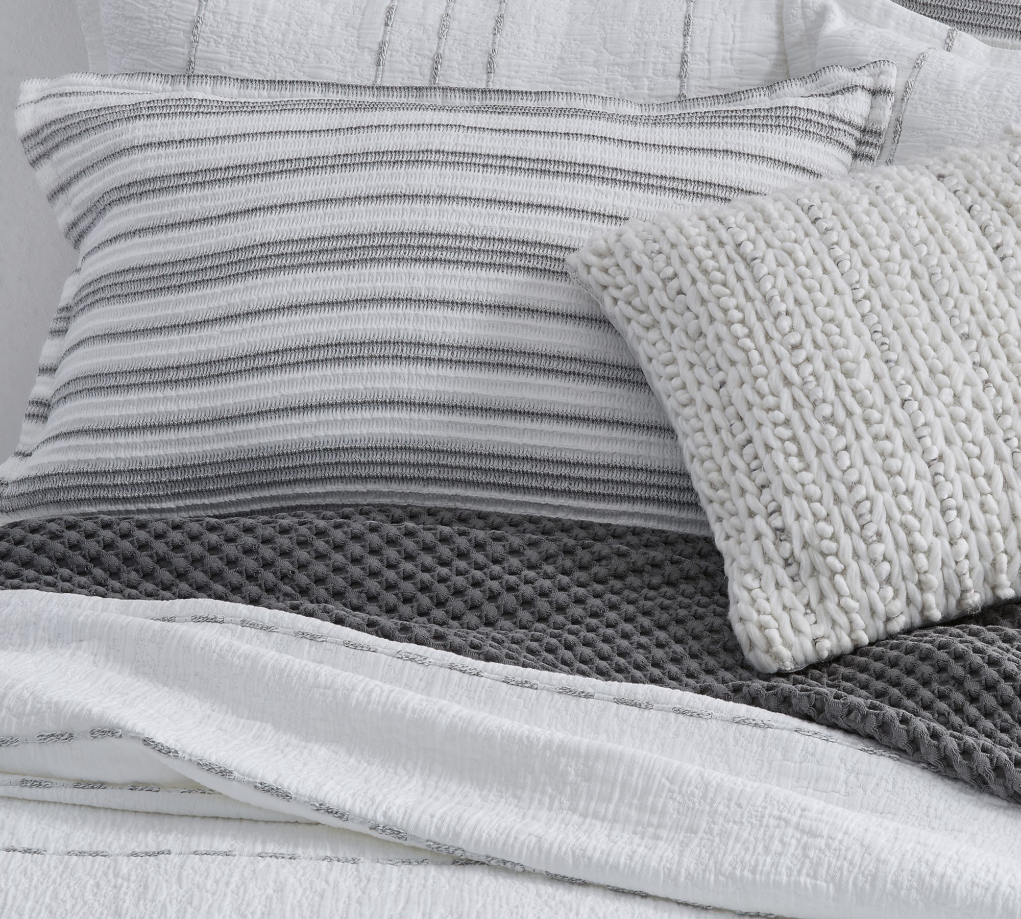 Manon Striped Cotton Coverlet-King thumbnail 3