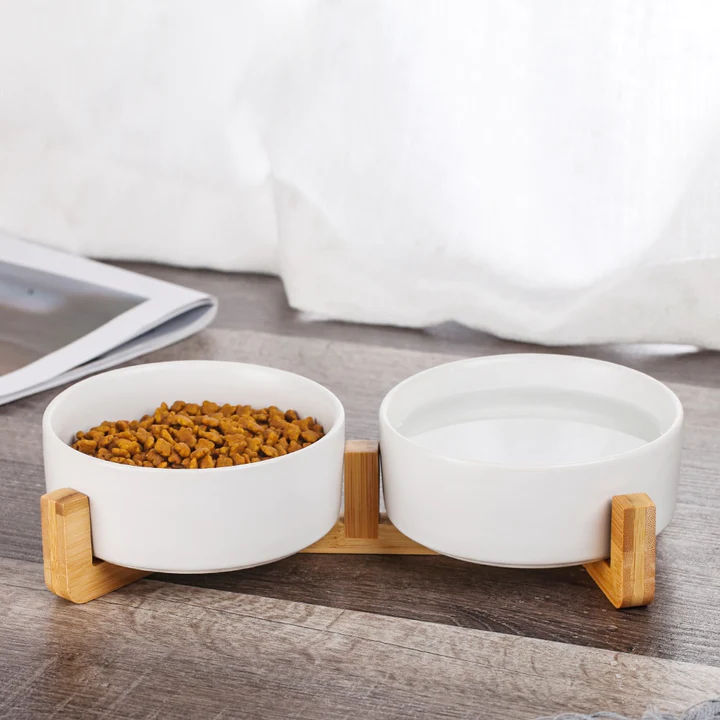 The Matte Midcentury Pet Food Bowl Set with Stand thumbnail 2