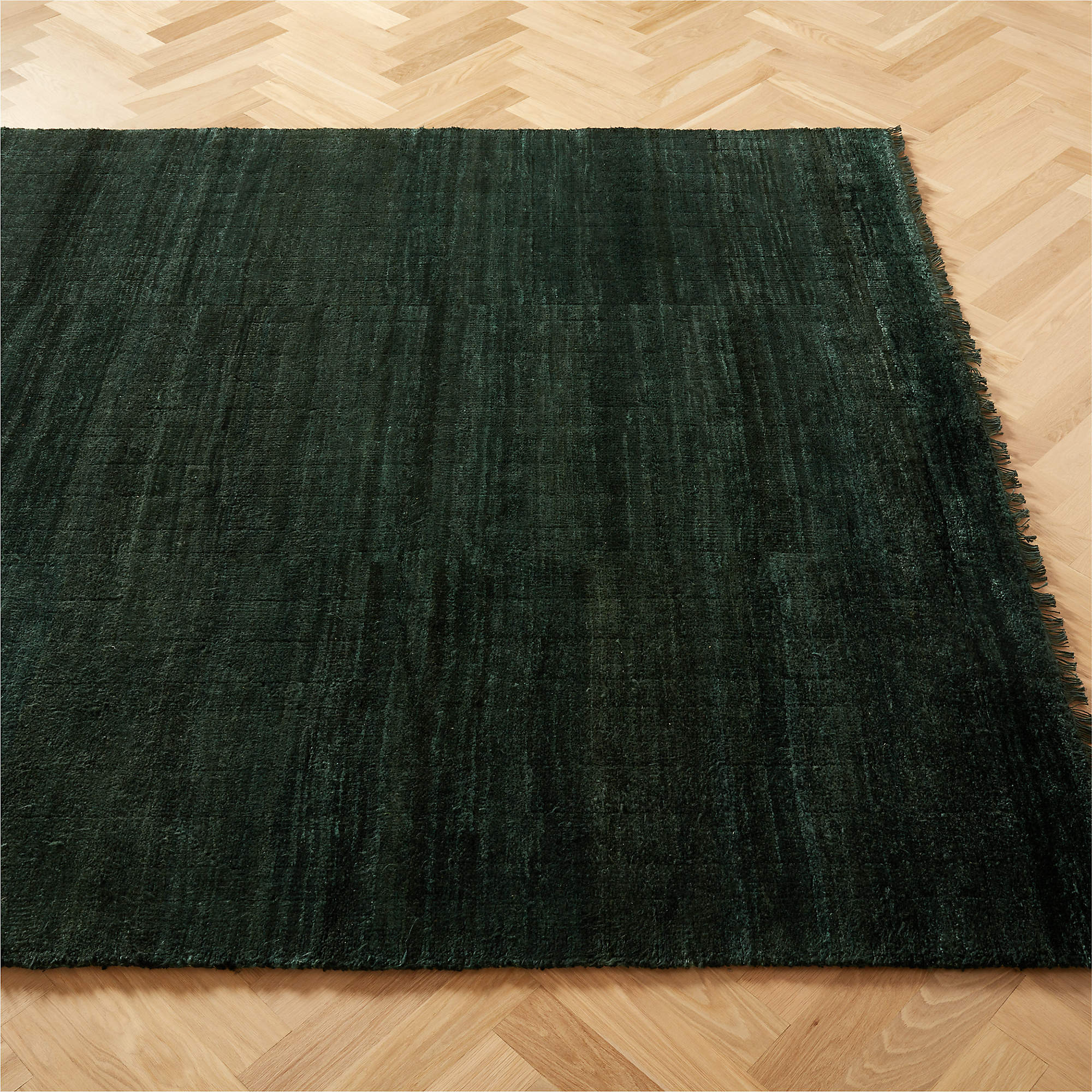 Kada Handknotted Viscose Green Area Rug-10'x14' thumbnail 3