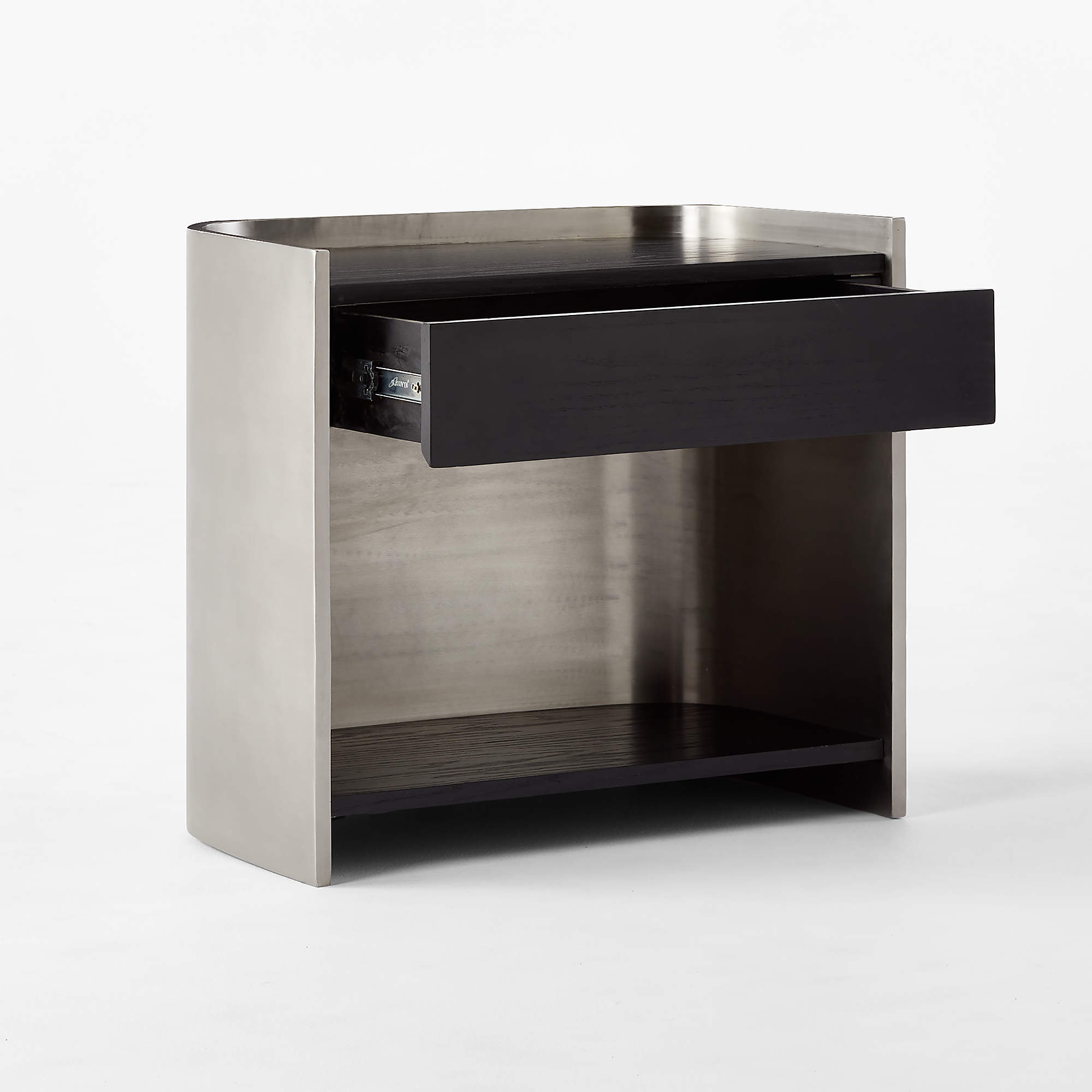 Vestry Black Wood and Metal Nightstand thumbnail 4