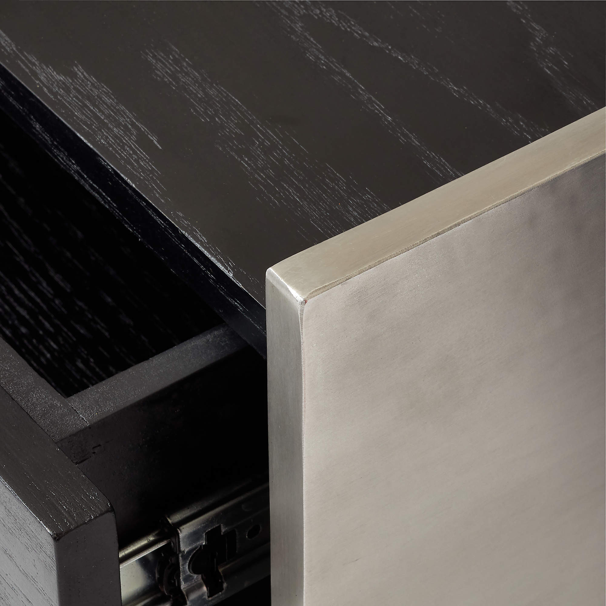 Vestry Black Wood and Metal Nightstand thumbnail 6