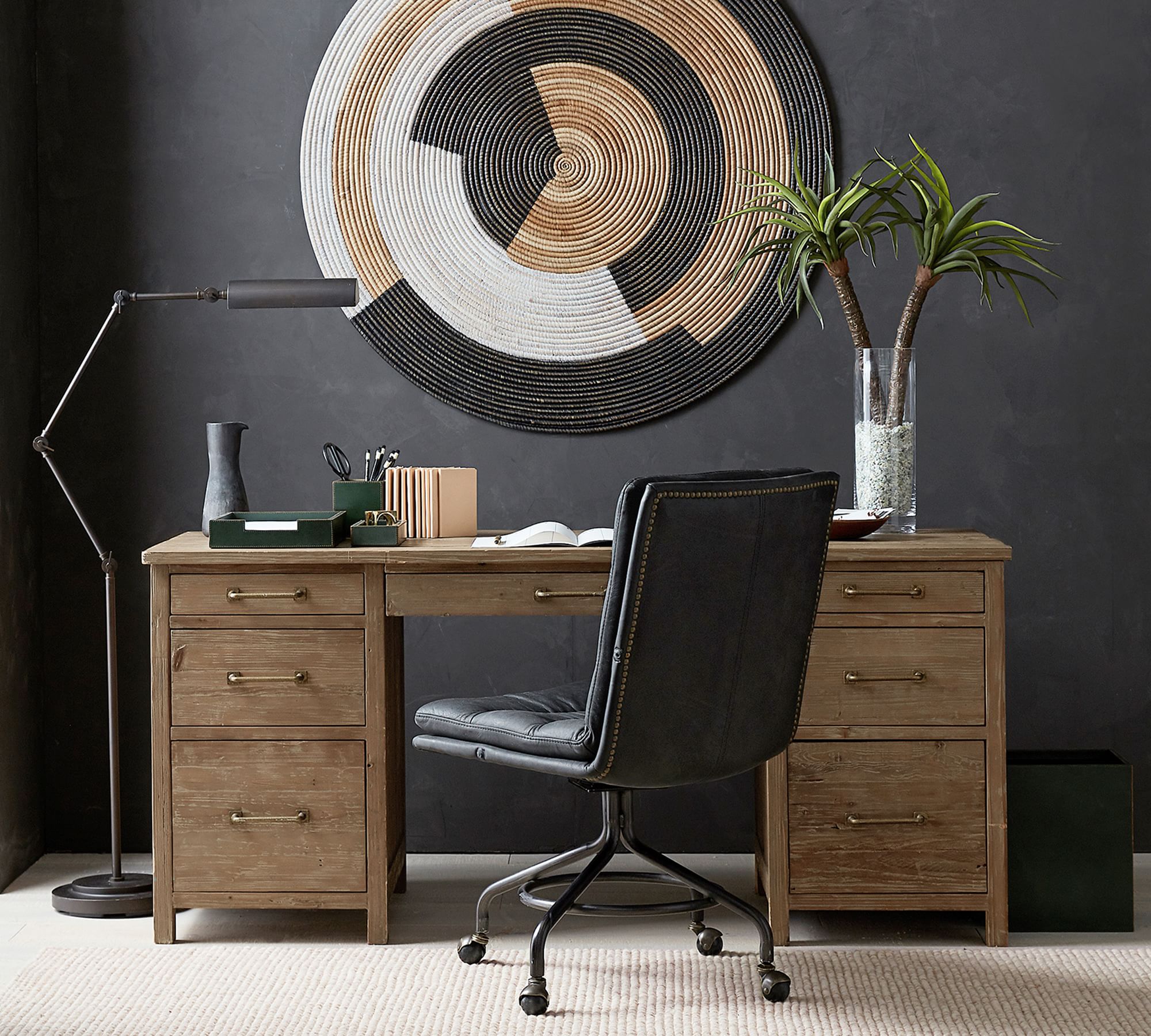 Parker Reclaimed Wood Desk with Drawers thumbnail 2