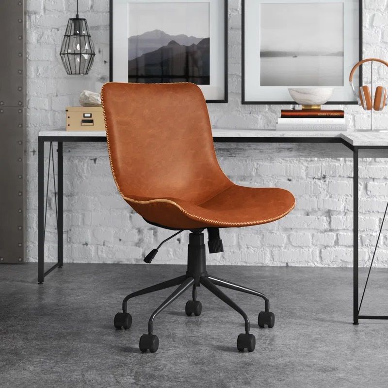 Erika Vintage Upholstered Faux Leather Task Chair thumbnail 2