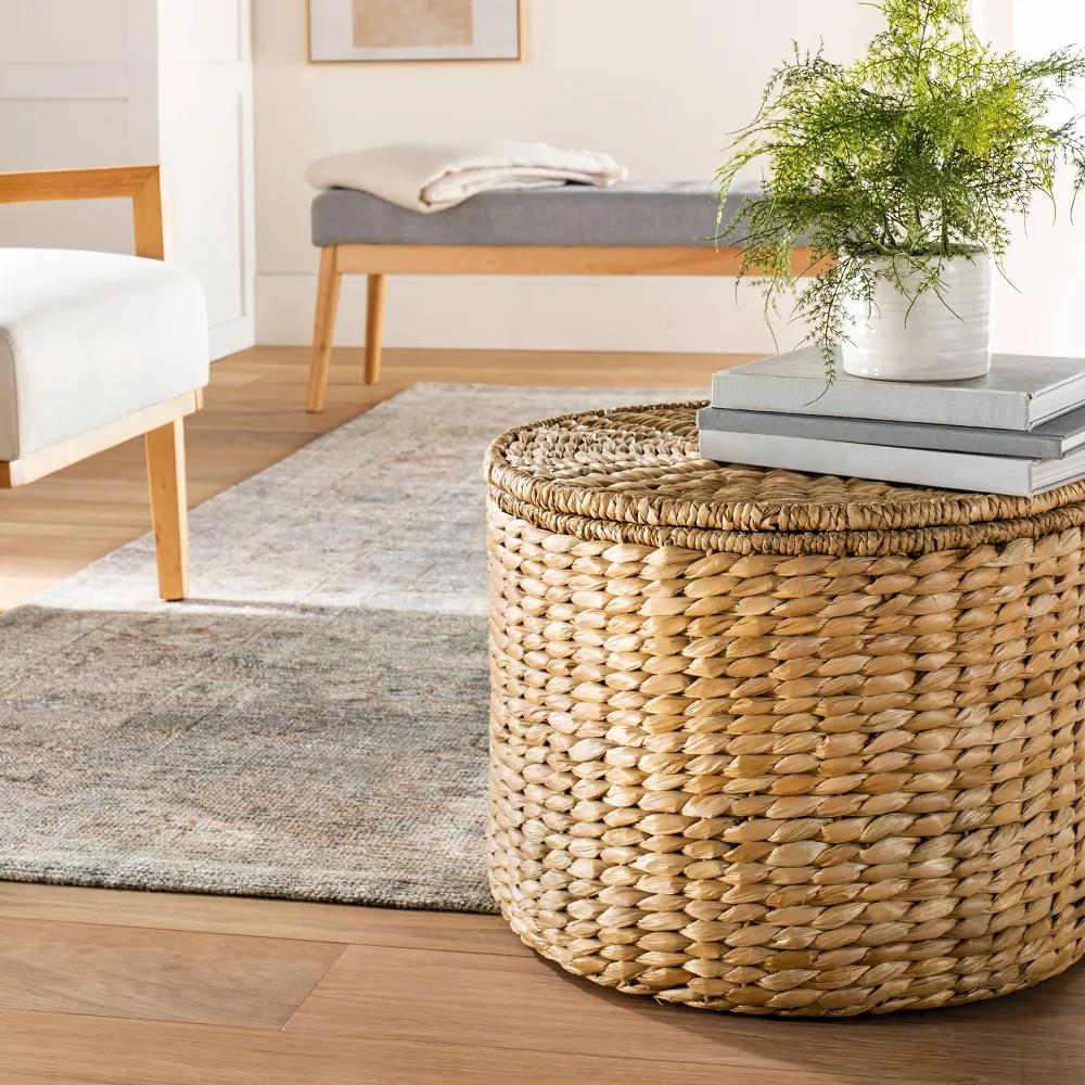 Woven Storage Ottoman Natural thumbnail 2
