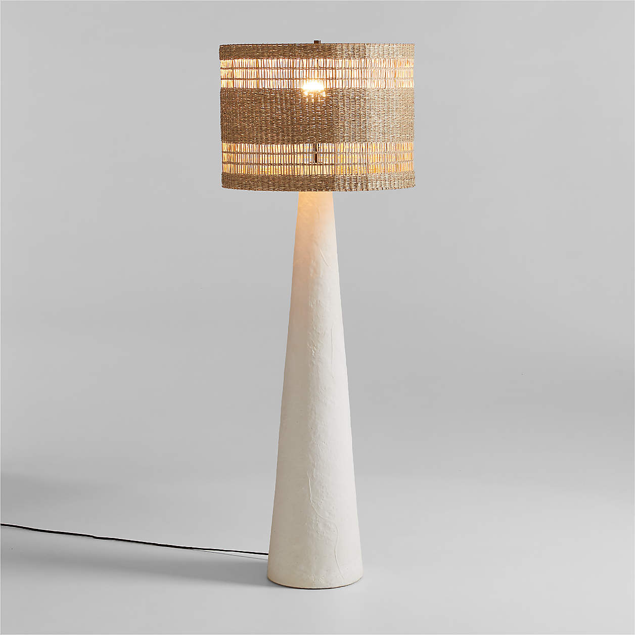 Santorini White Plaster Floor Lamp with Woven Shade thumbnail 3