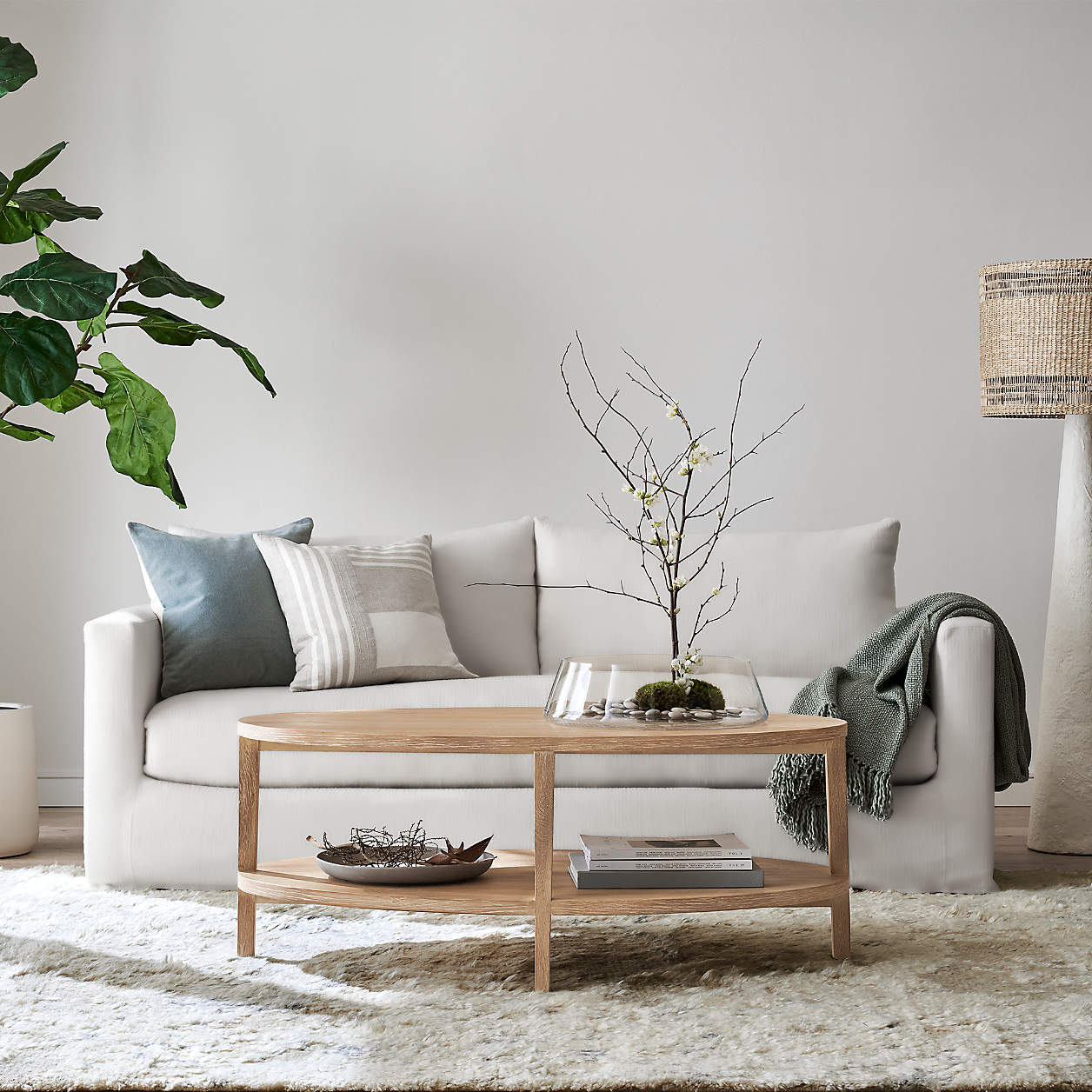 Santorini White Plaster Floor Lamp with Woven Shade thumbnail 4