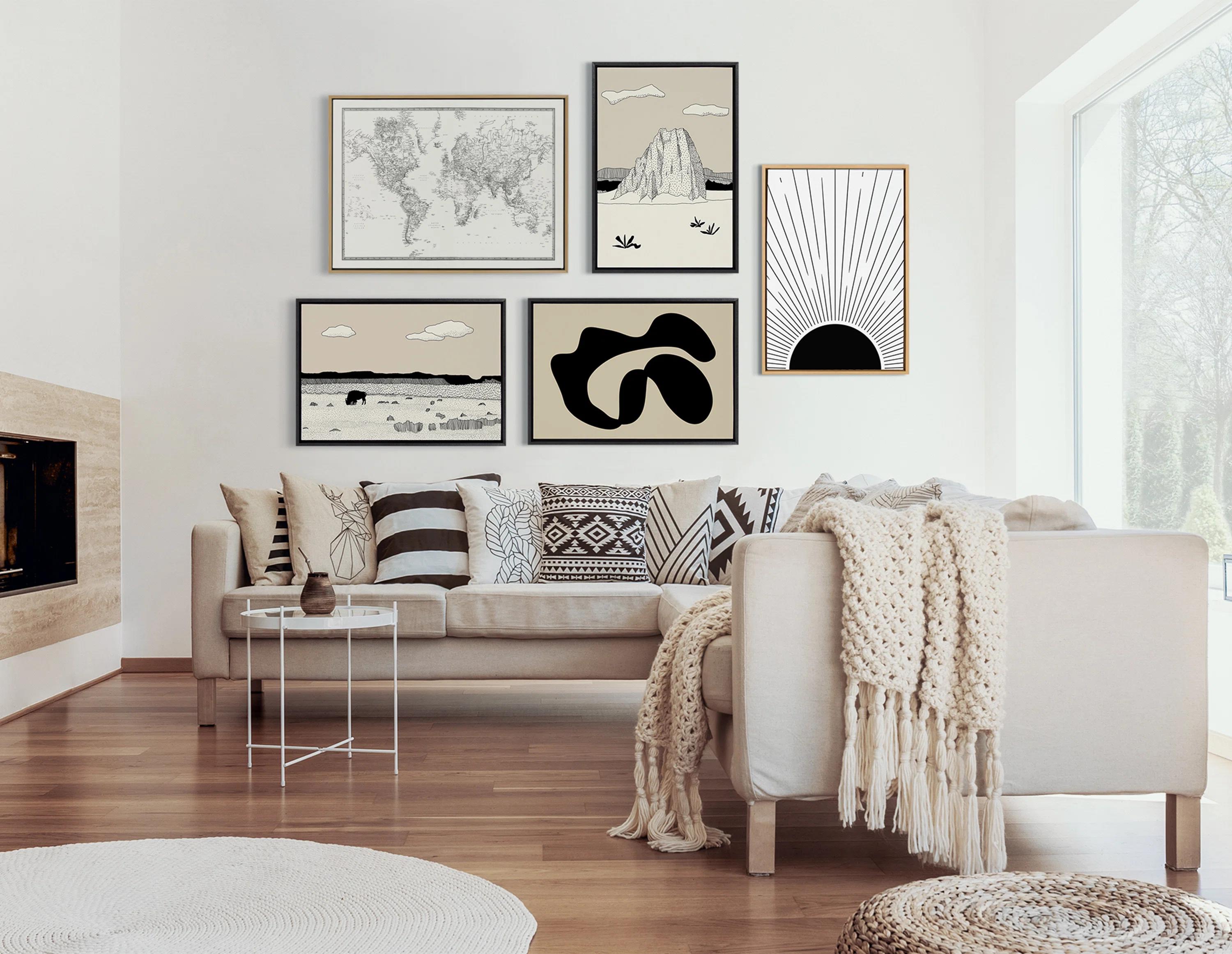 Vintage Black And White World Map BW FLINEN With Frame-28"x38" thumbnail 4