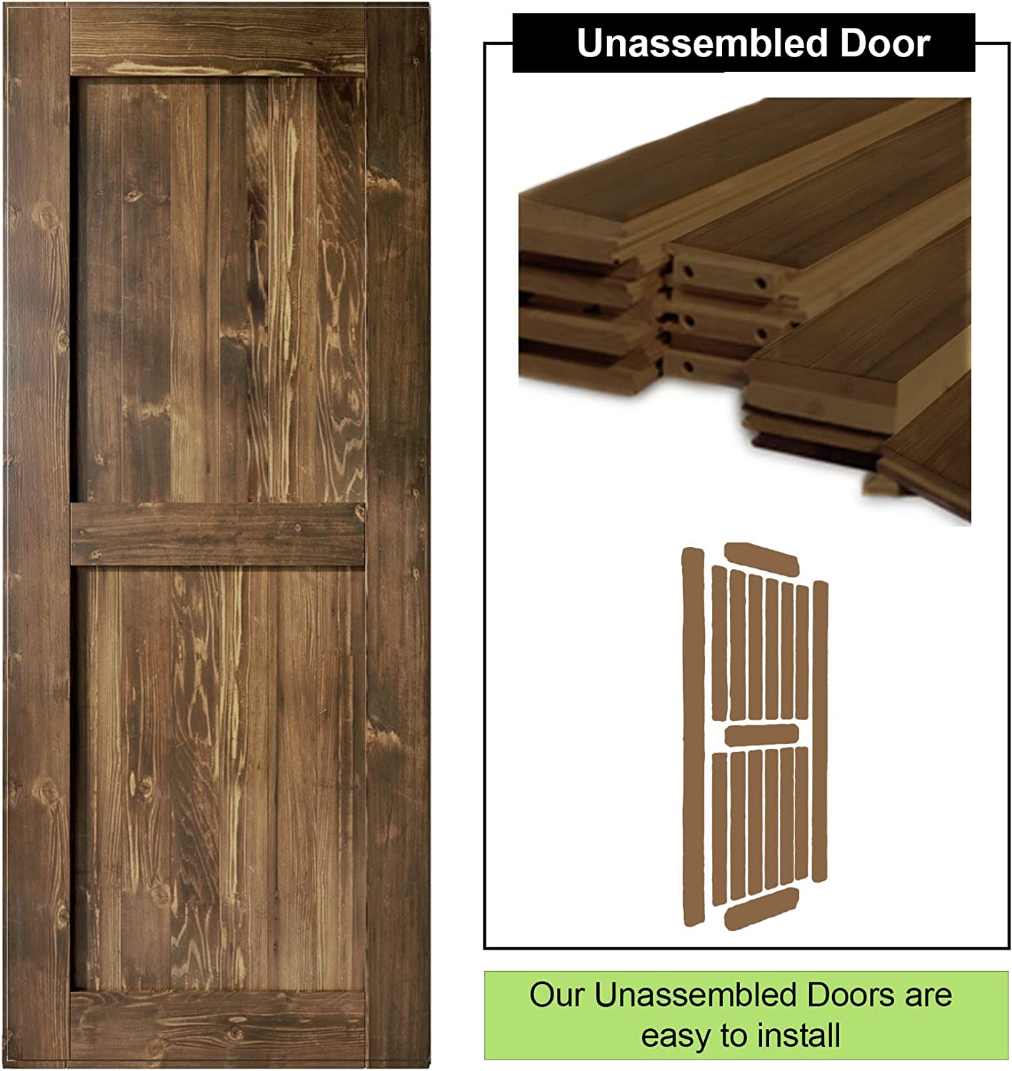 Homacer Door Single Pine Wood Barn Door thumbnail 3