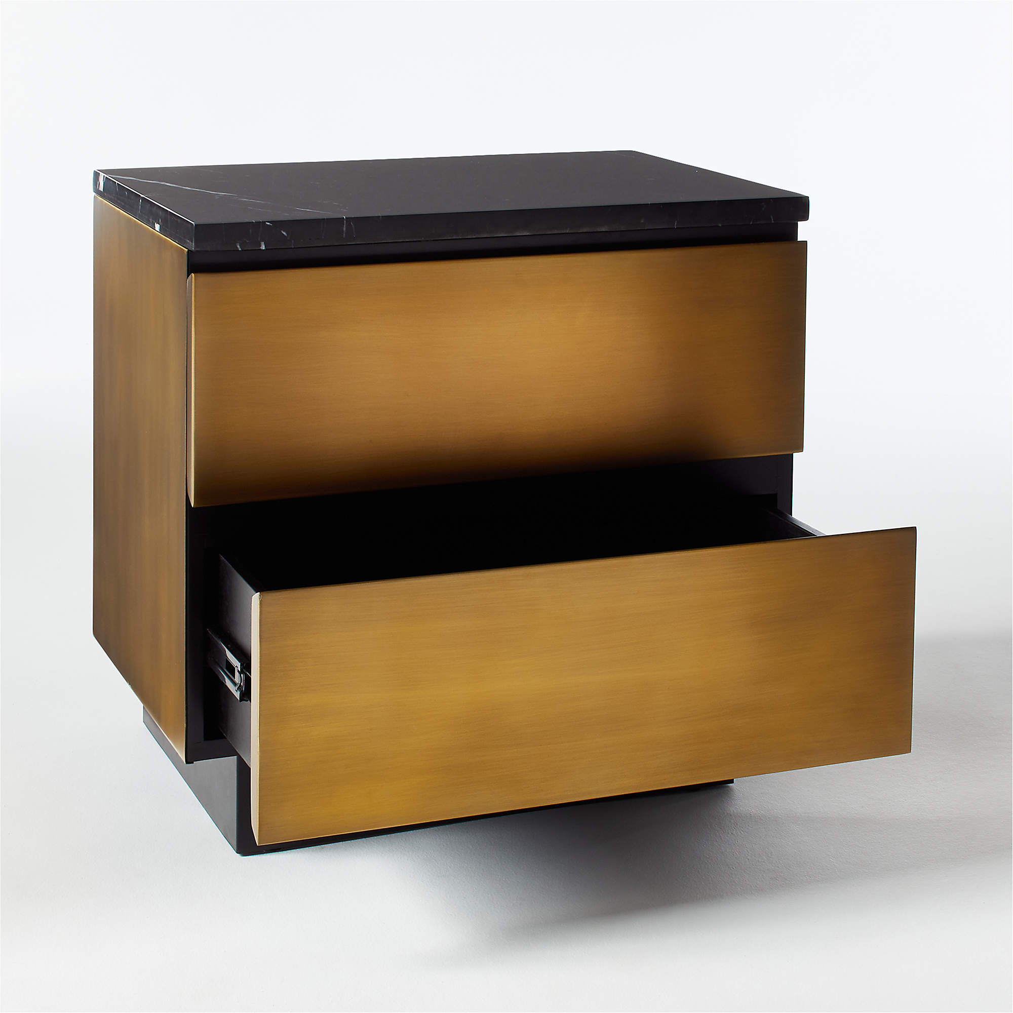 Logan Black Marble and Brass Nightstand thumbnail 4