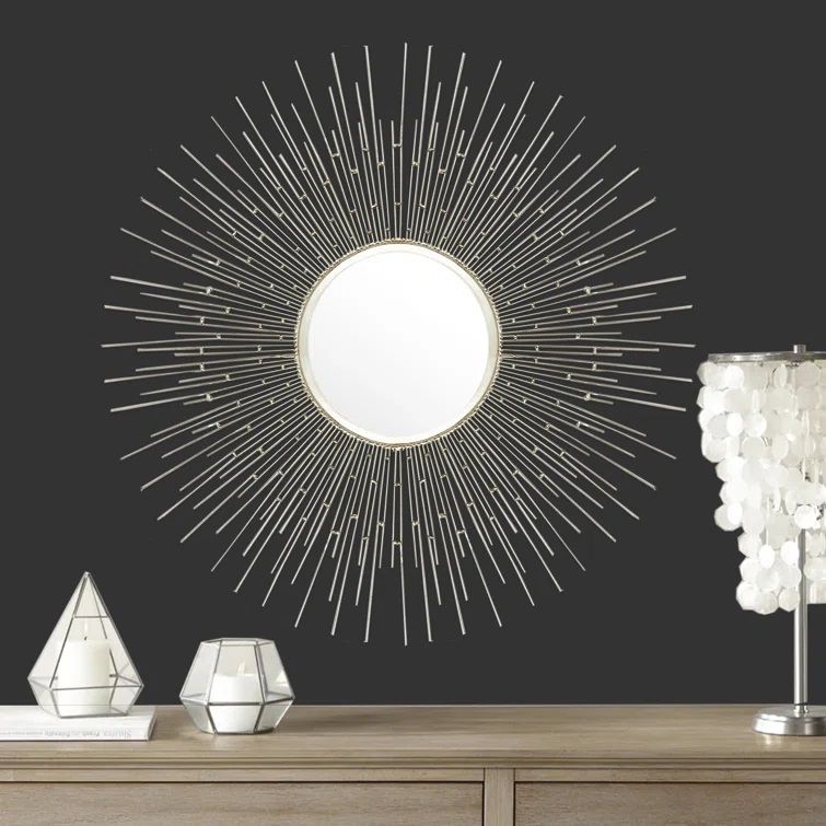 Marivy Round Manufactured Wood Wall Mirror thumbnail 2
