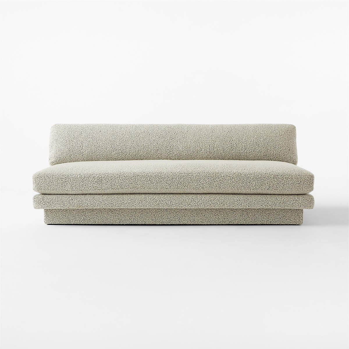 Plinth Armless Peppered Grey Boucle Sofa thumbnail 3