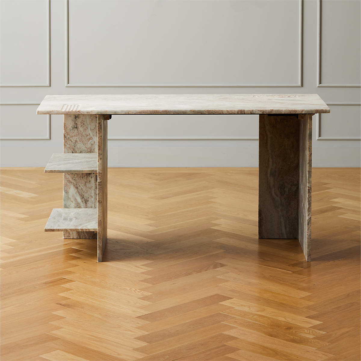 Hera Marble Desk With Shelves thumbnail 2