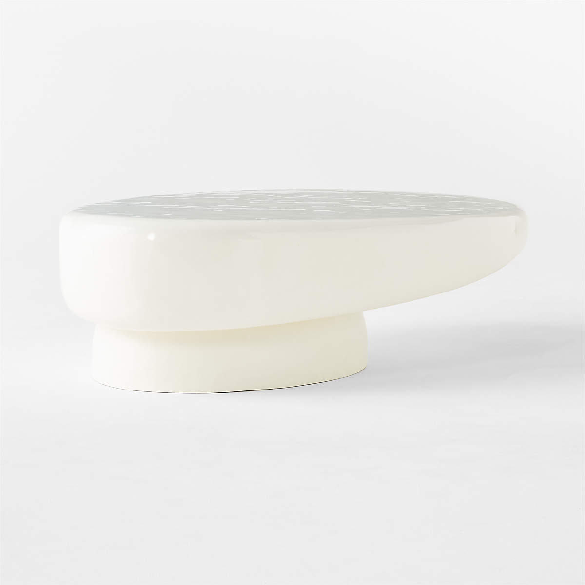 Alastor Oval High-Gloss White Concrete Coffee Table thumbnail 3