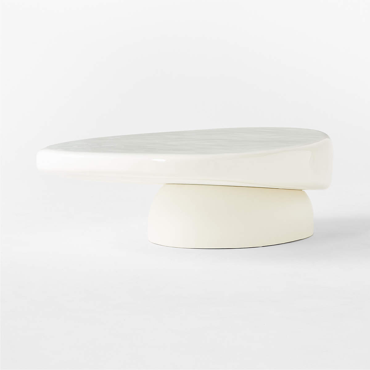 Alastor Oval High-Gloss White Concrete Coffee Table thumbnail 4