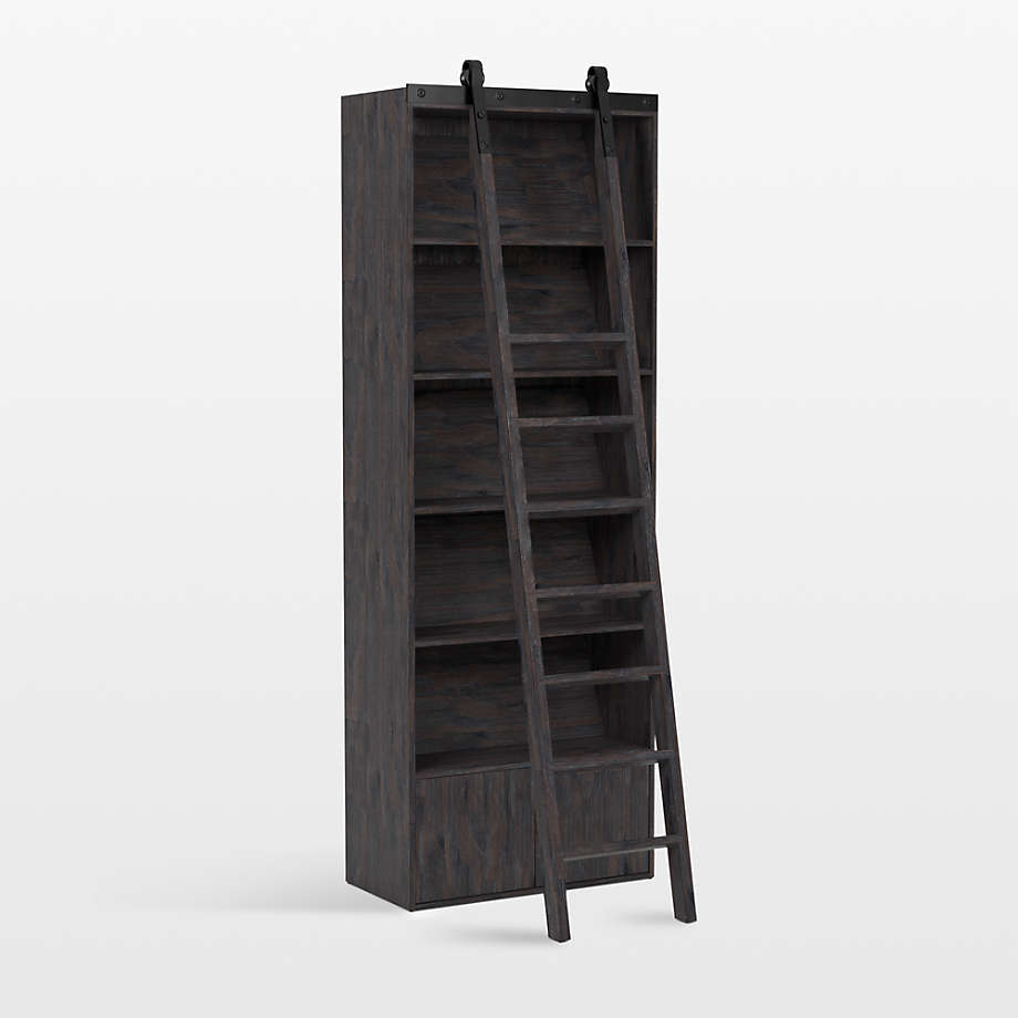 Natasha Dark Chocolate Pine Wood Bookcase with Ladder Set thumbnail 2