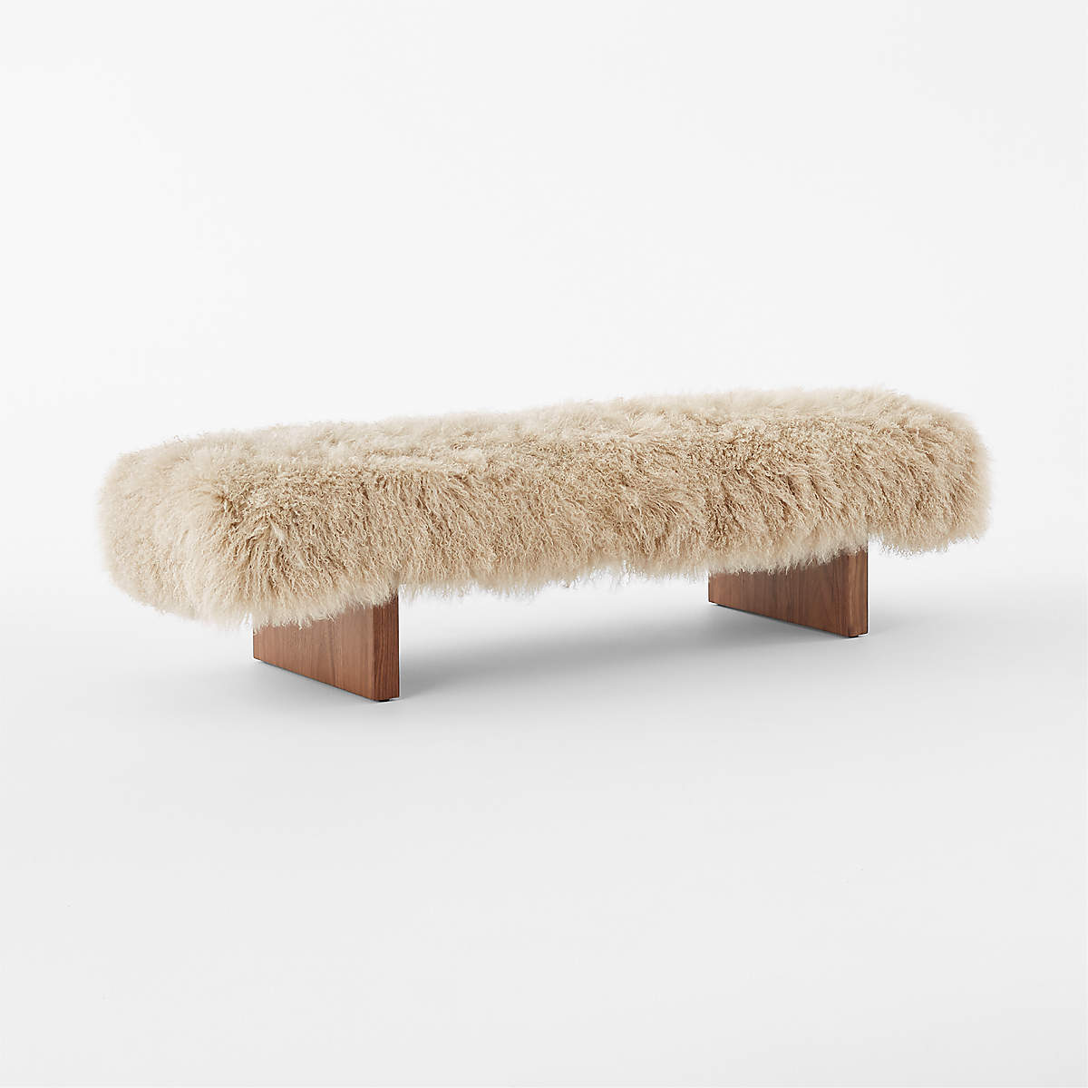 SOCCA TAUPE SHEEPSKIN UPHOLSTERED BENCH 67'' thumbnail 2