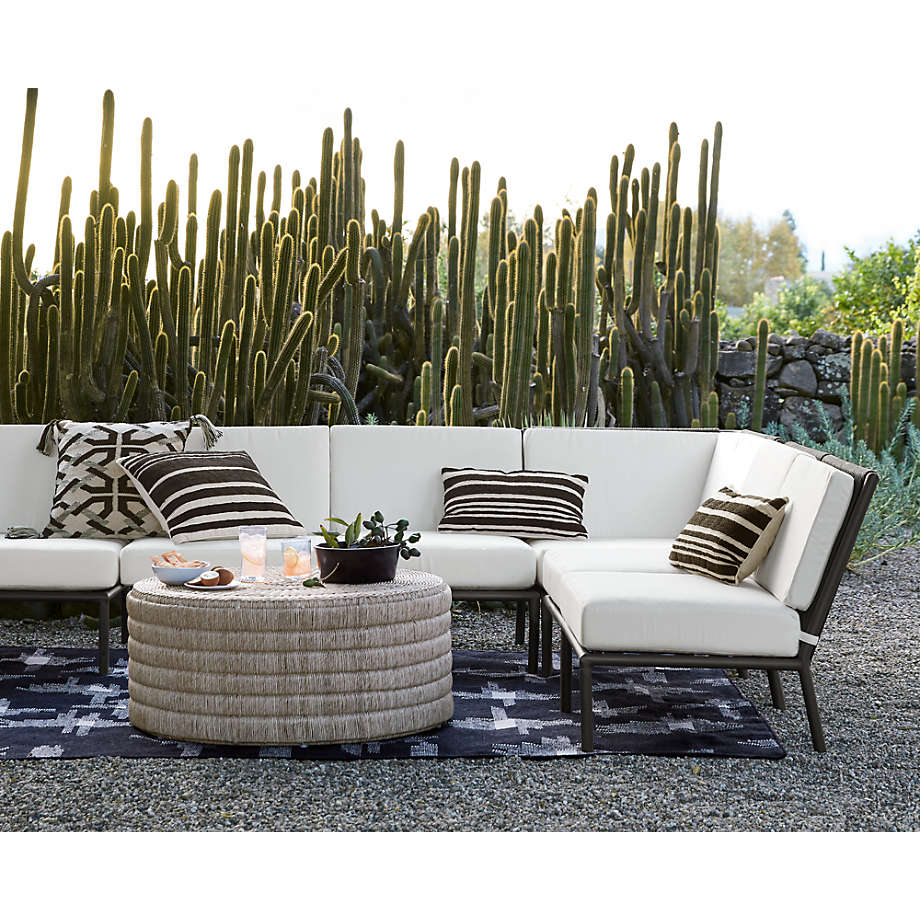 Mohave 20"x20" Wide Black Stripe Indoor Outdoor Pillow with insert thumbnail 2