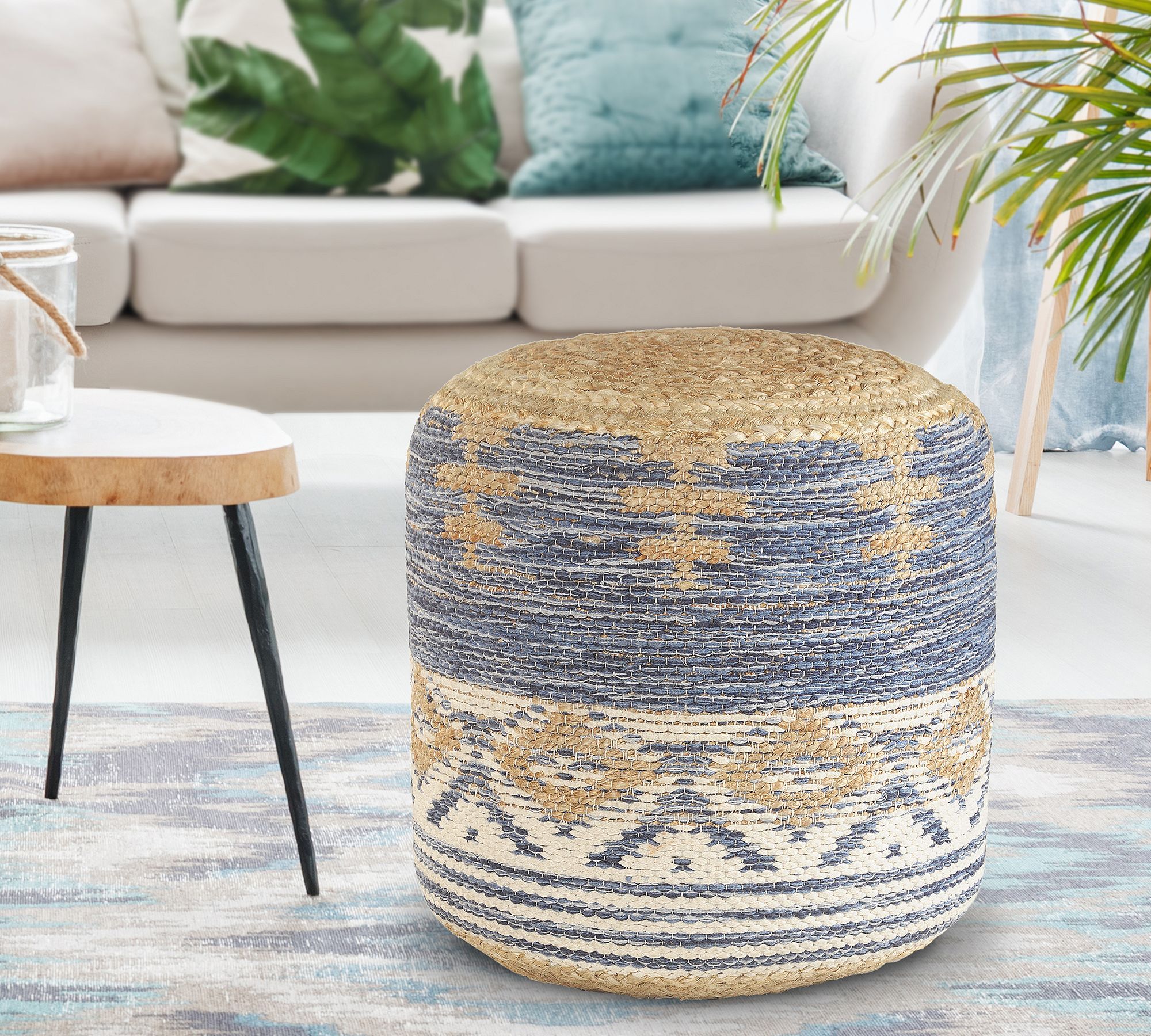 Azul Woven Jute Pouf thumbnail 2