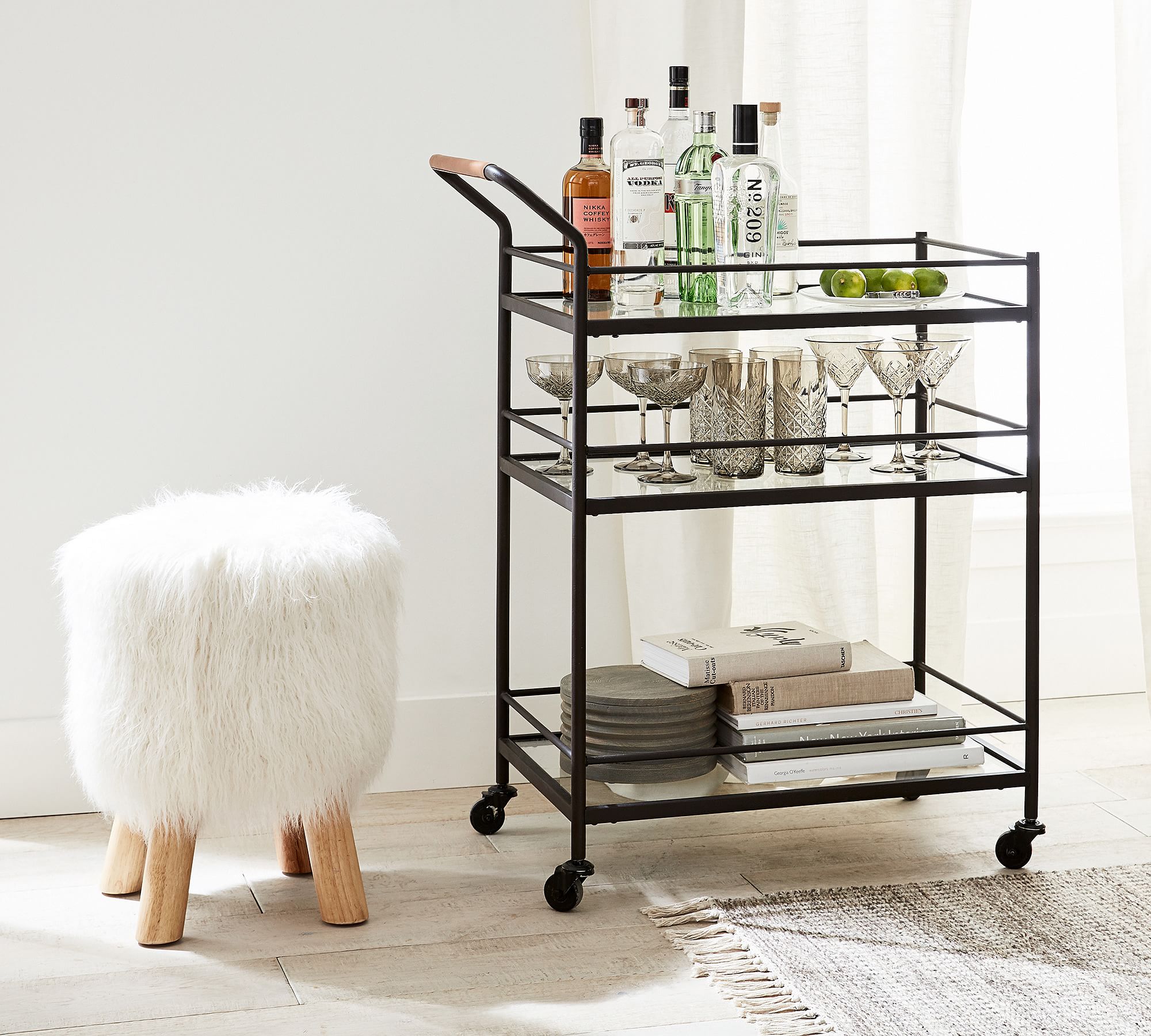 Mongolian Faux Fur Stool thumbnail 2