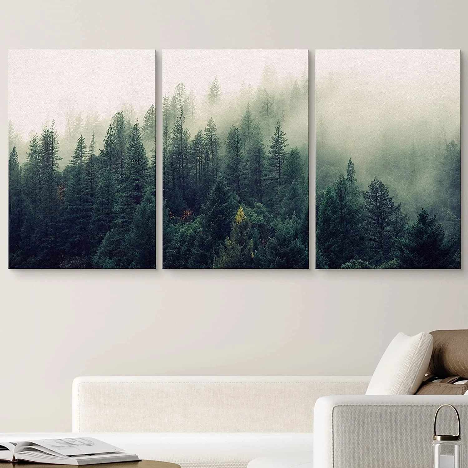 Landscape With Trees In Mist - 3 Piece Unframed-36x72 thumbnail 2