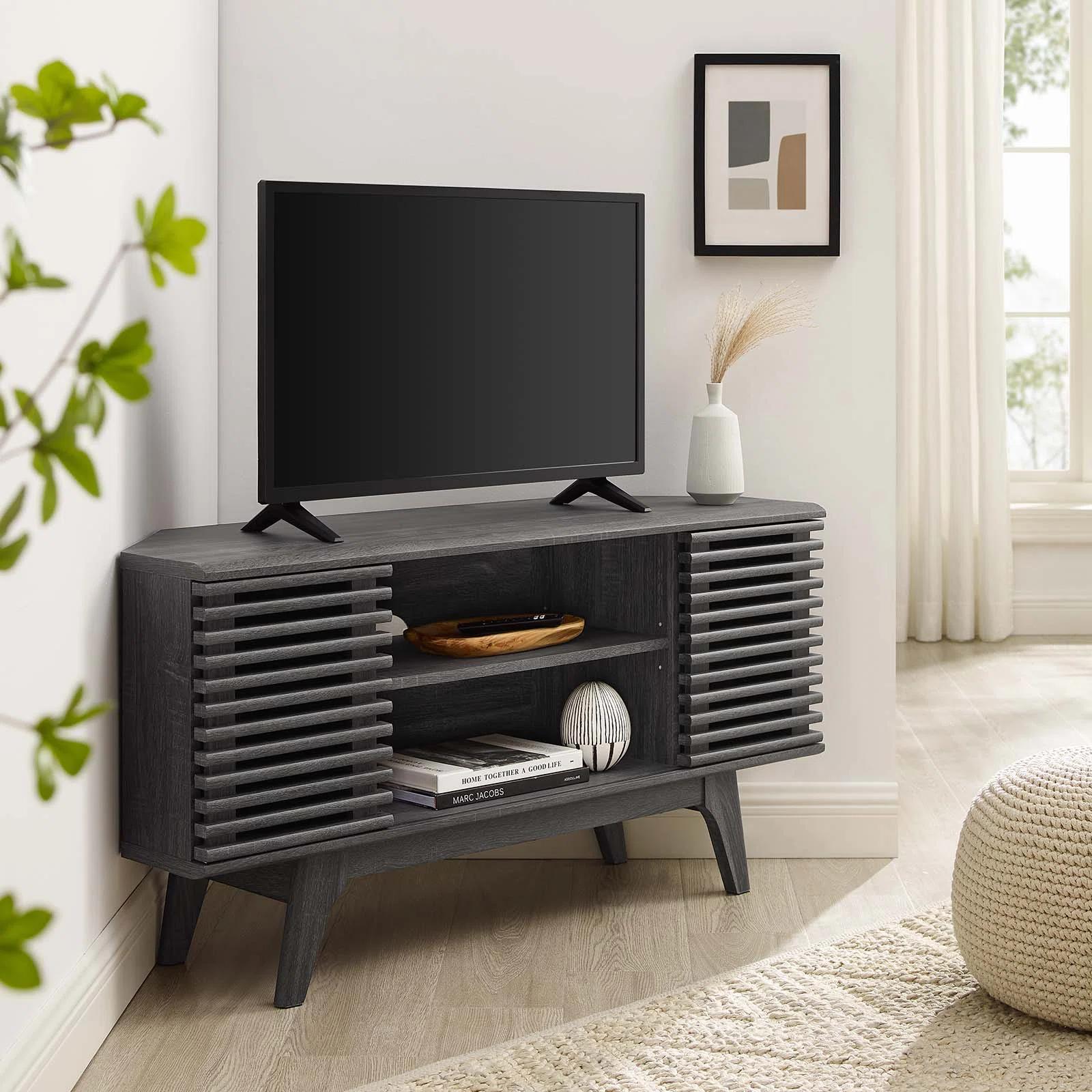 Asine Corner TV Stand In Charcoal thumbnail 2