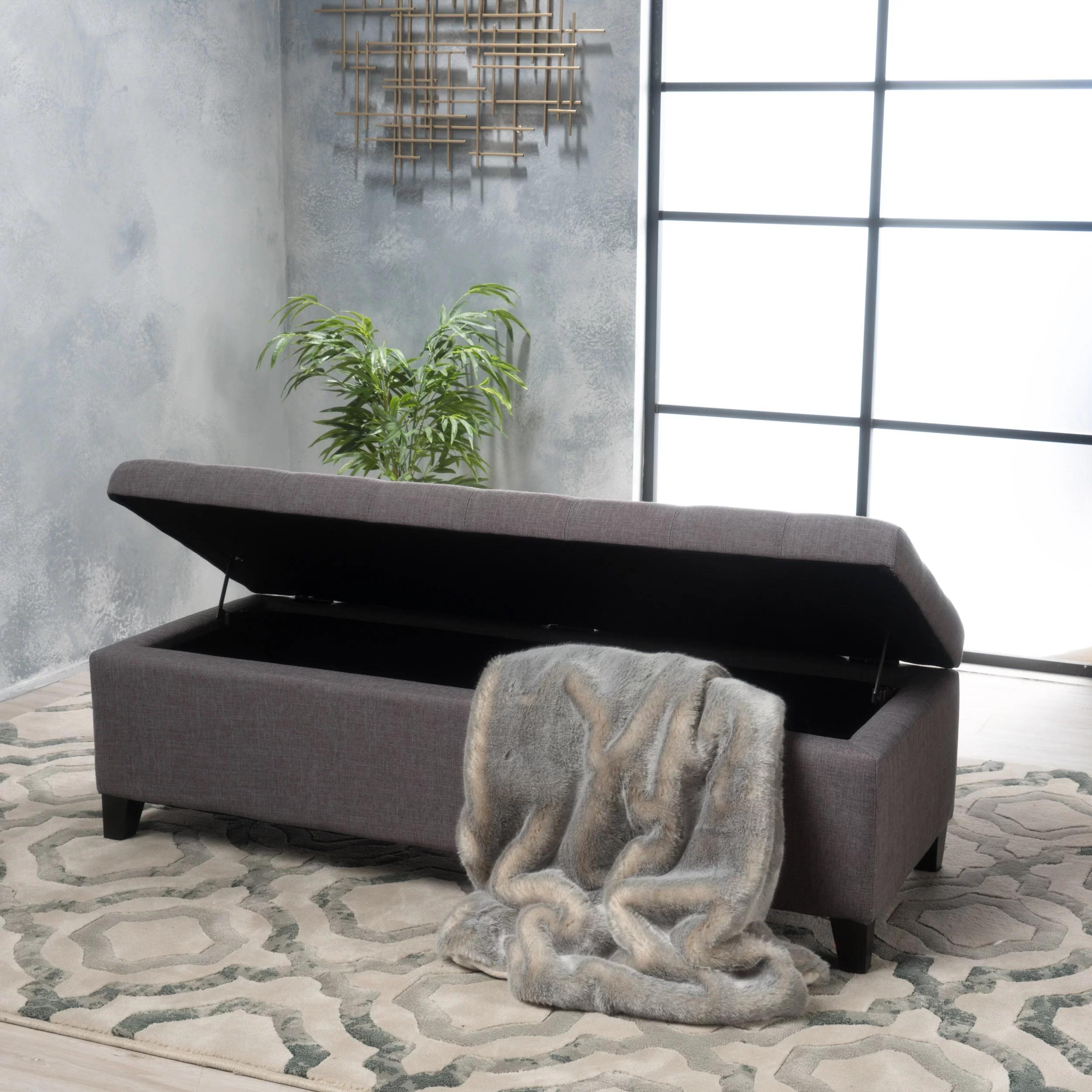 Ledger Upholstered Storage Ottoman thumbnail 4