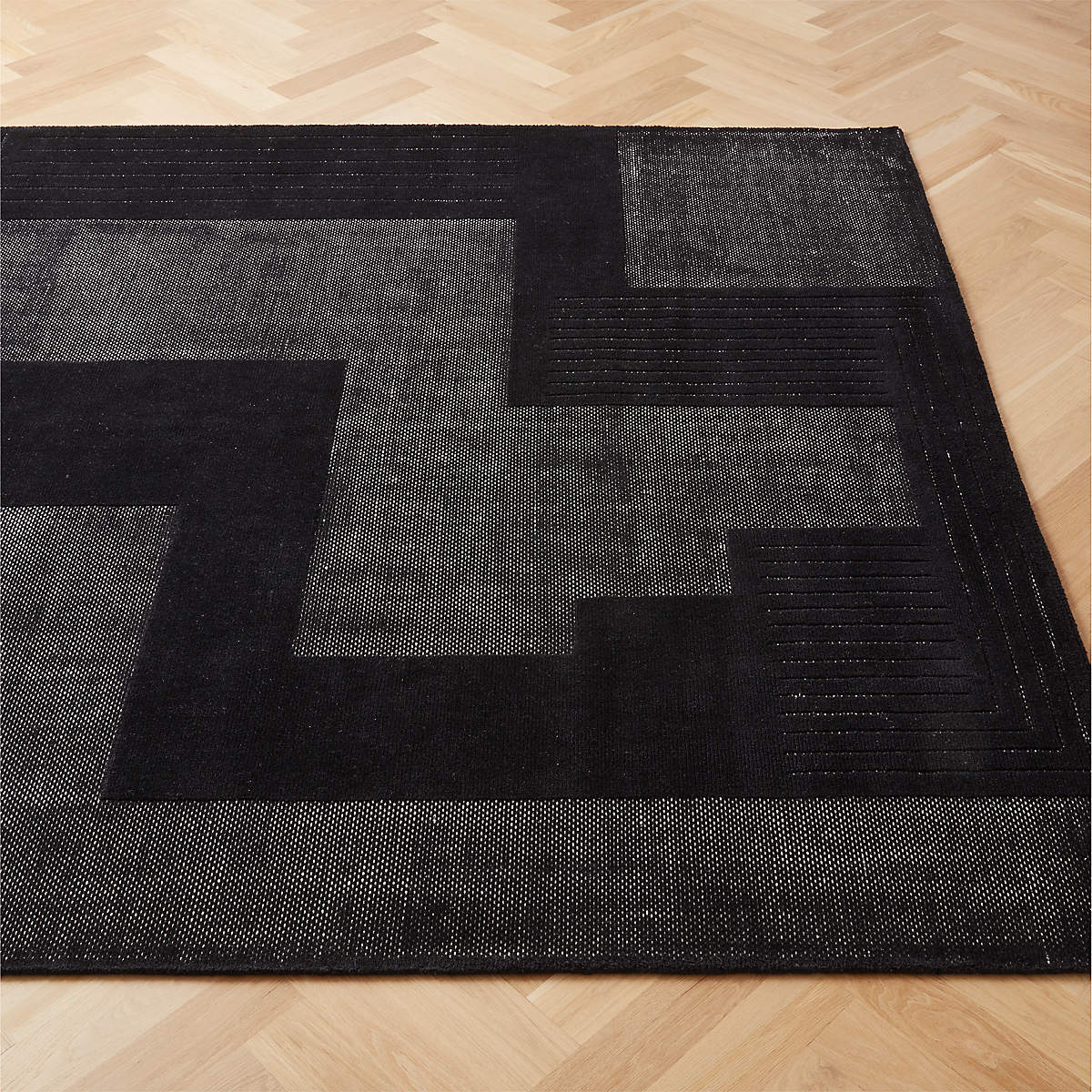 Larso Hand-tufted Wool-blend Black Area Rug thumbnail 3