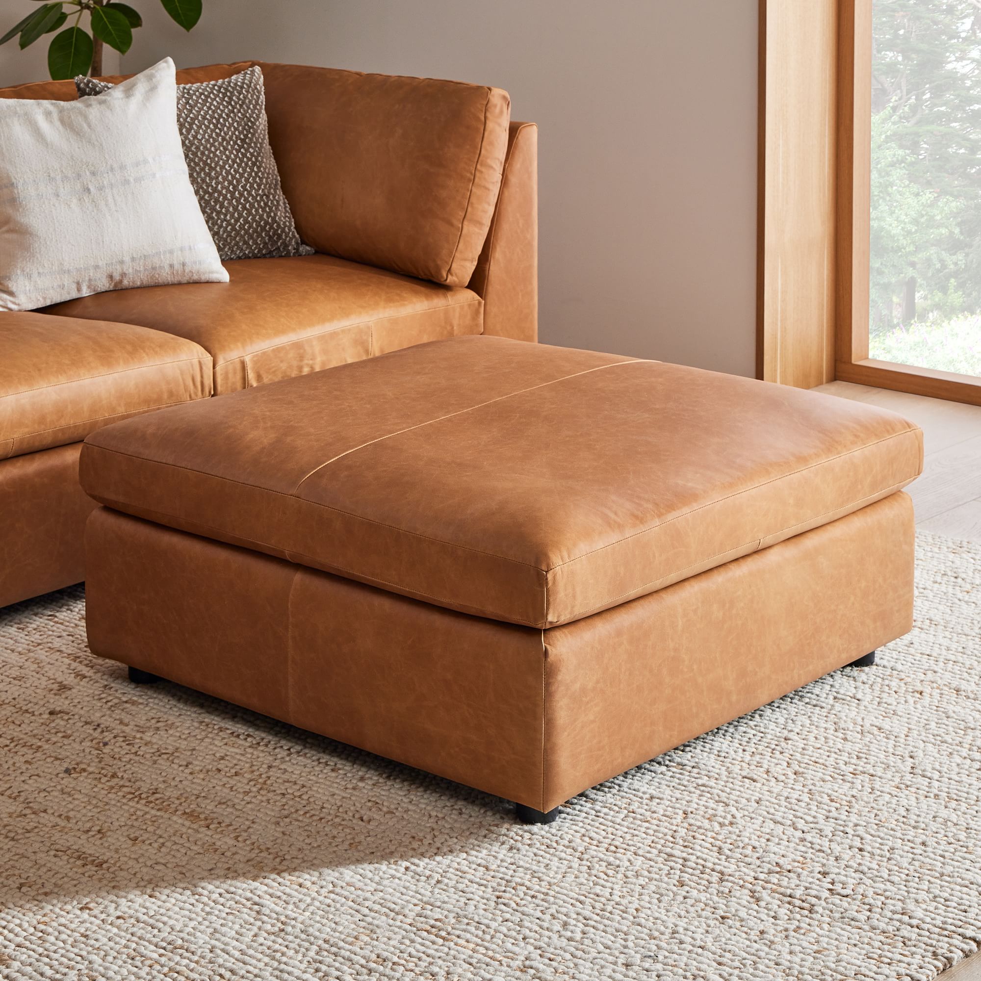 Marin Leather Ottoman thumbnail 2
