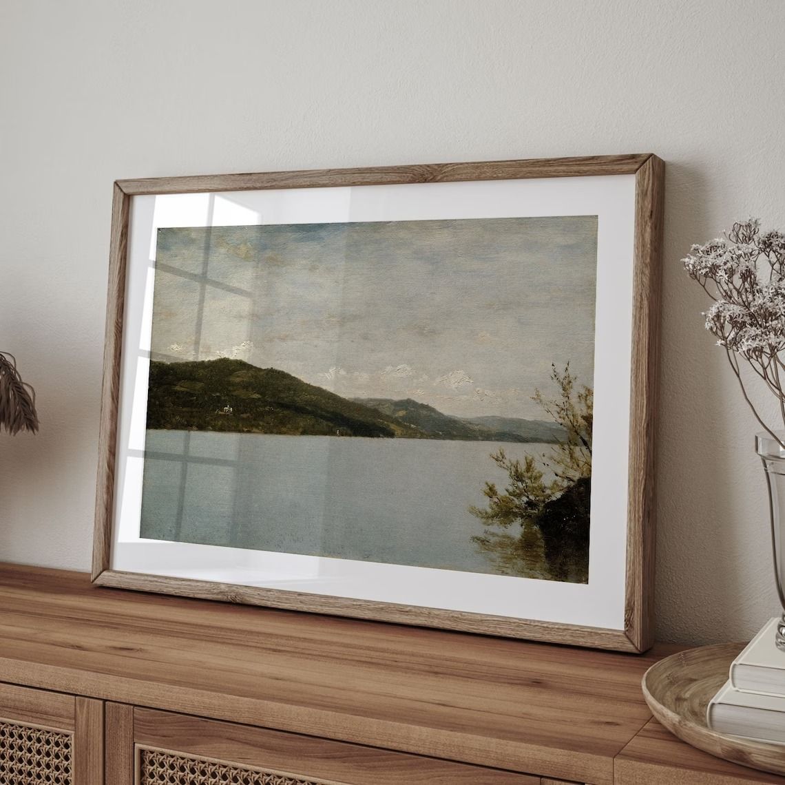 Lake print, vintage art, antique art, vintage landscape thumbnail 3