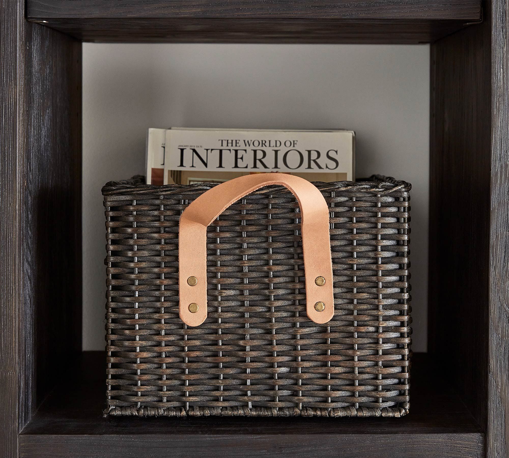 Austin Woven Utility Basket Distressed Black thumbnail 3
