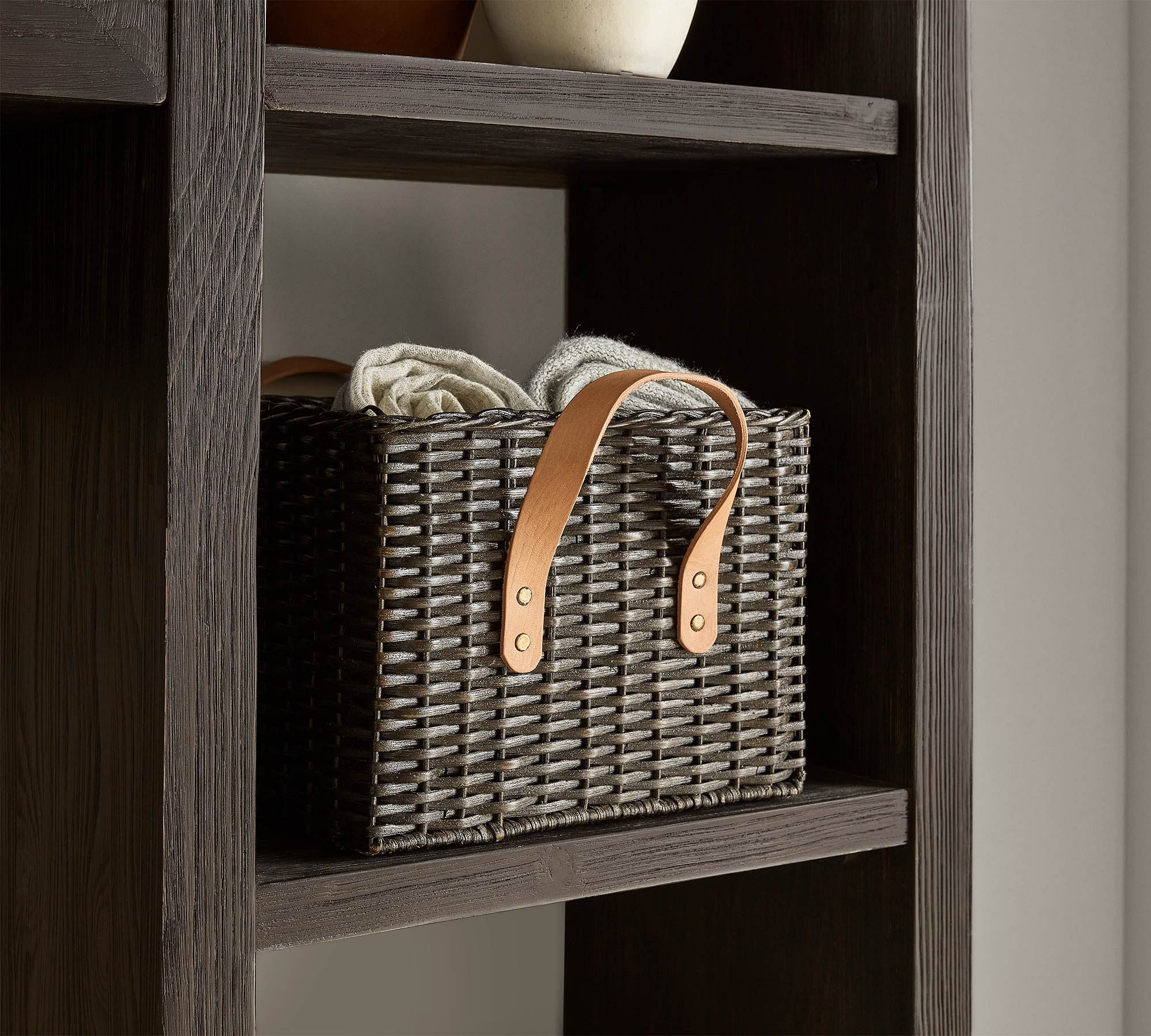 Austin Woven Utility Basket Distressed Black thumbnail 4