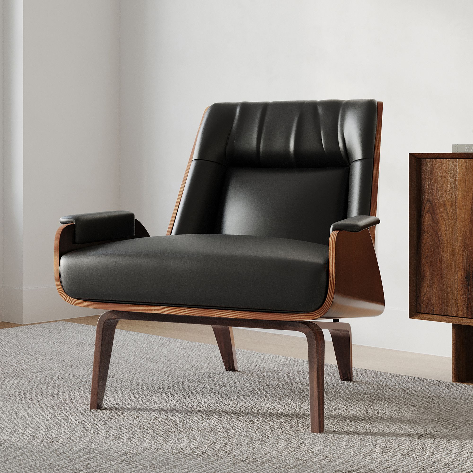 Paulo Bent Ply Leather Chair thumbnail 2