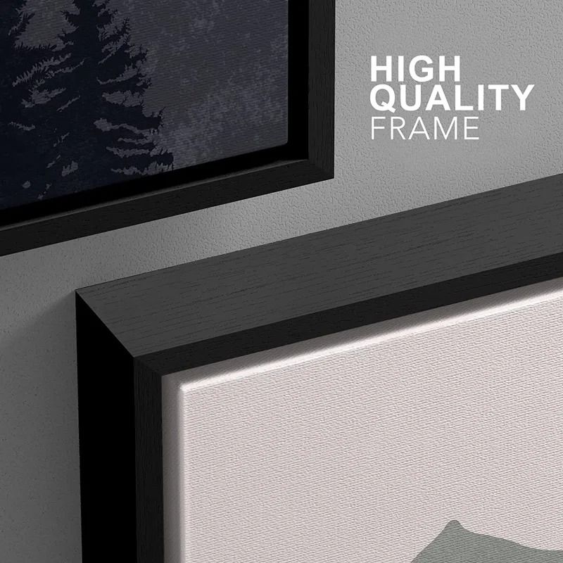 Blue Gray Duotone Mountain Forest Abstract 36X72 thumbnail 4