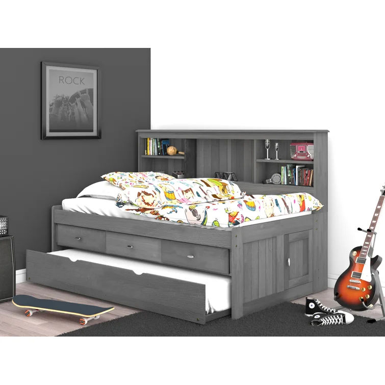 Iron Acton Solid Wood Daybed with Bookcase thumbnail 4
