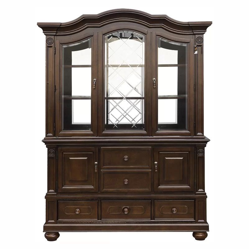 Engles Wide Mirrored Back China Cabinet thumbnail 2