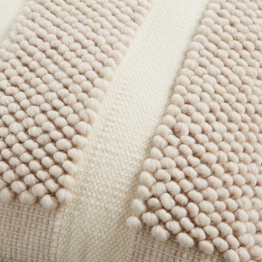 Bubble Handwoven Wool Striped Ivory Throw Pillow Cover 23x23 thumbnail 3